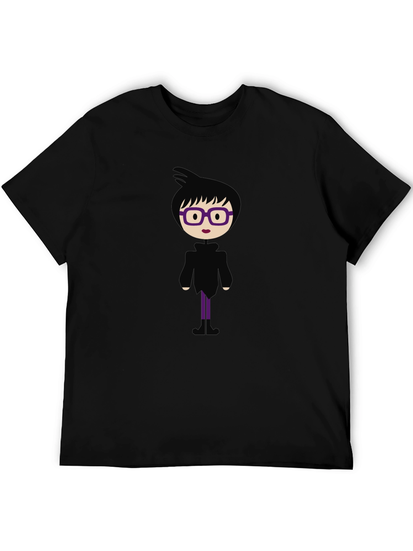 Fun Cartoon Graphic Print Black T-Shirt