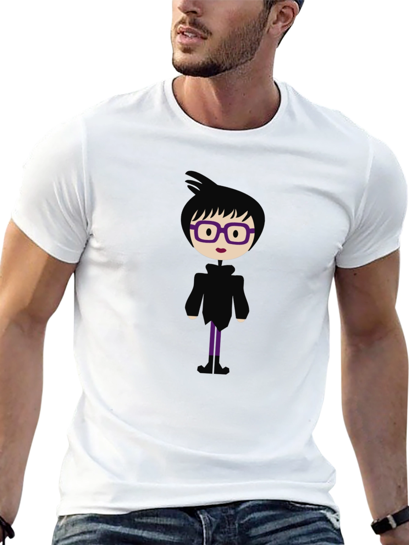 Fun Cartoon Graphic Print Black T-Shirt