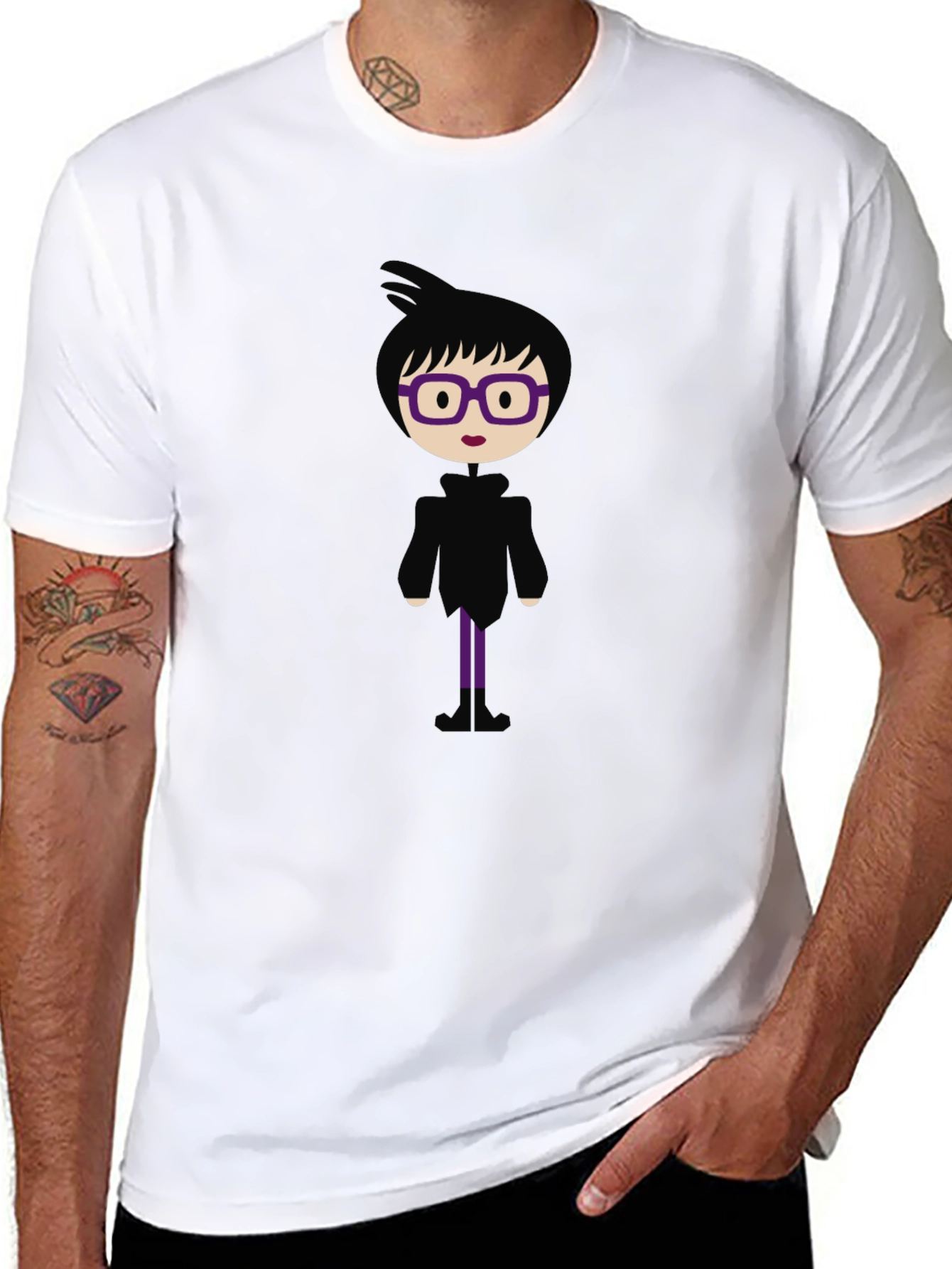 Fun Cartoon Graphic Print Black T-Shirt