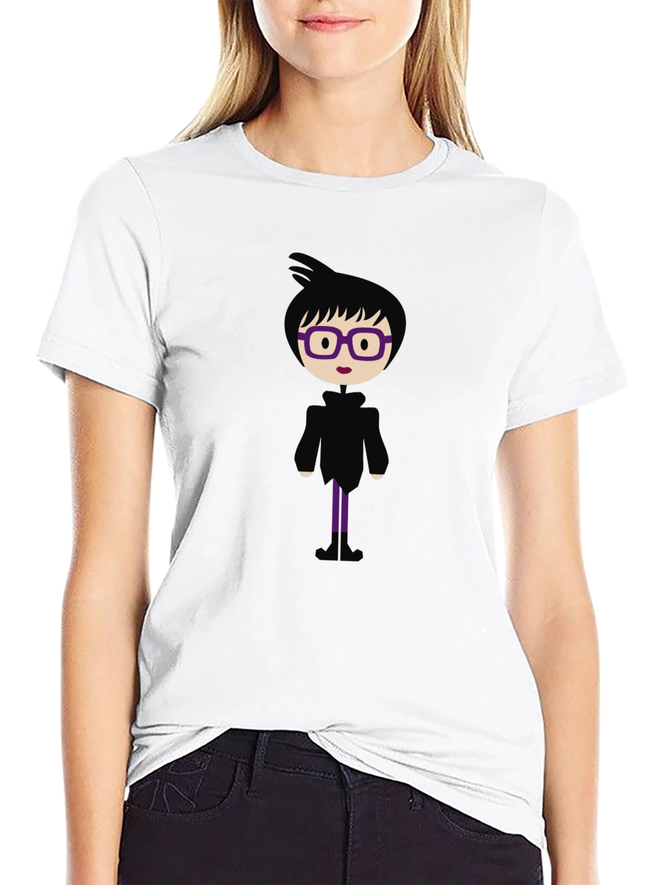 Fun Cartoon Graphic Print Black T-Shirt