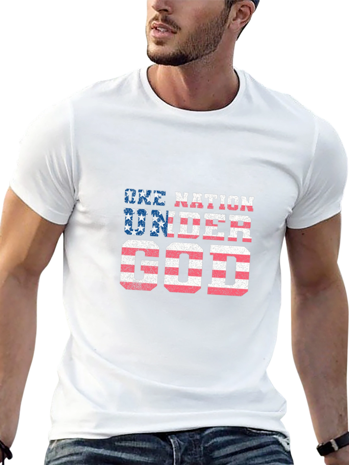 One Nation Under God Patriotic Graphic Tee