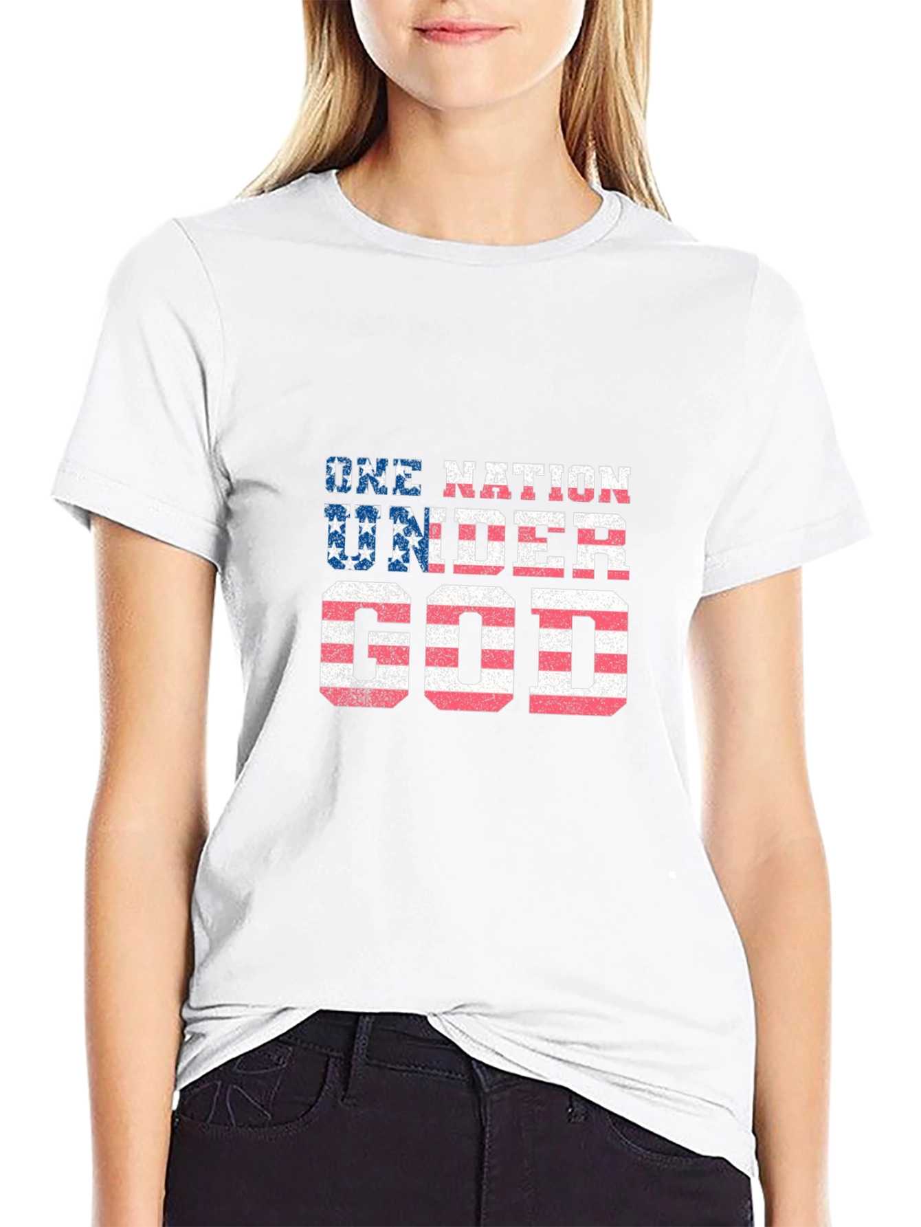 One Nation Under God Patriotic Graphic Tee