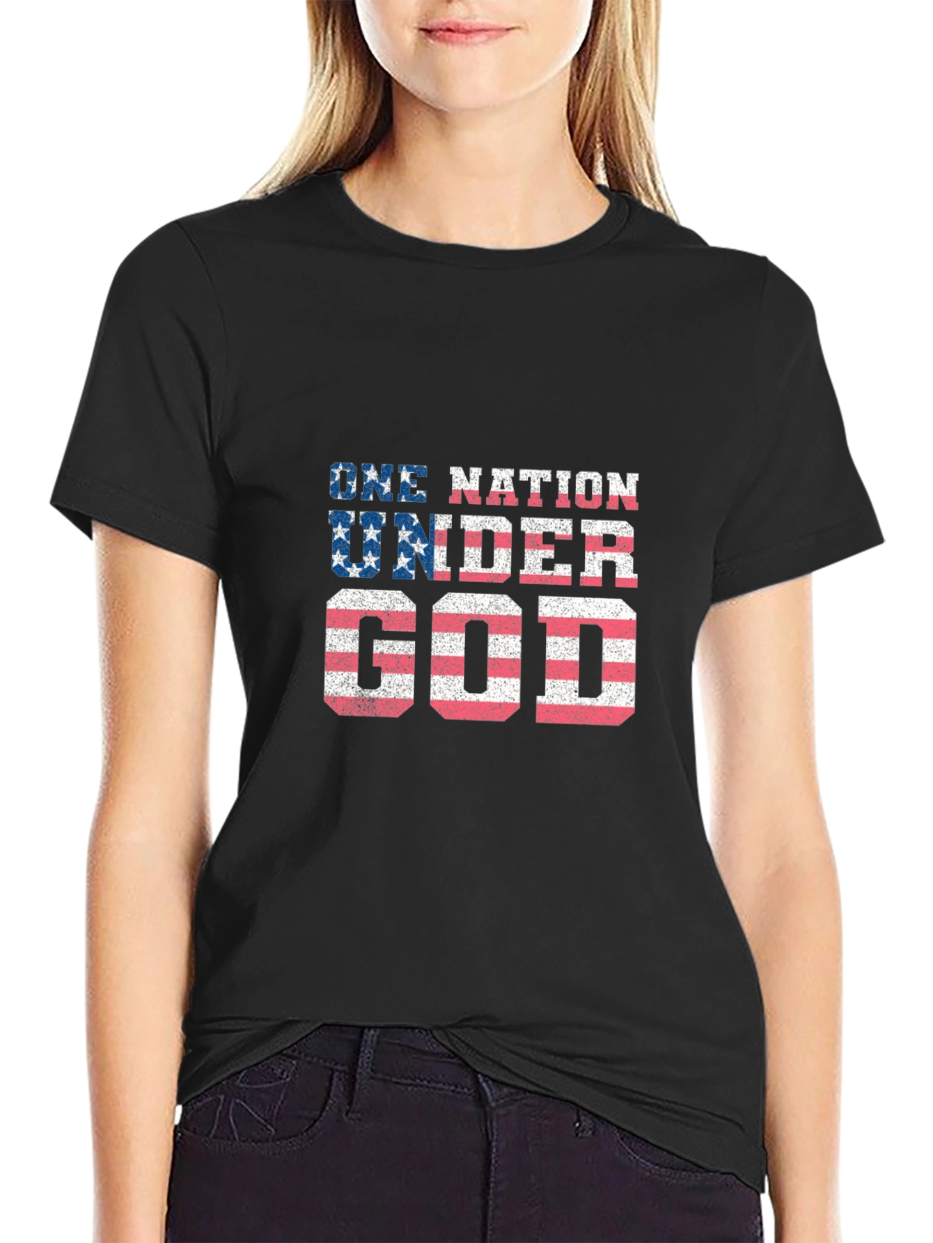 One Nation Under God Patriotic Graphic Tee
