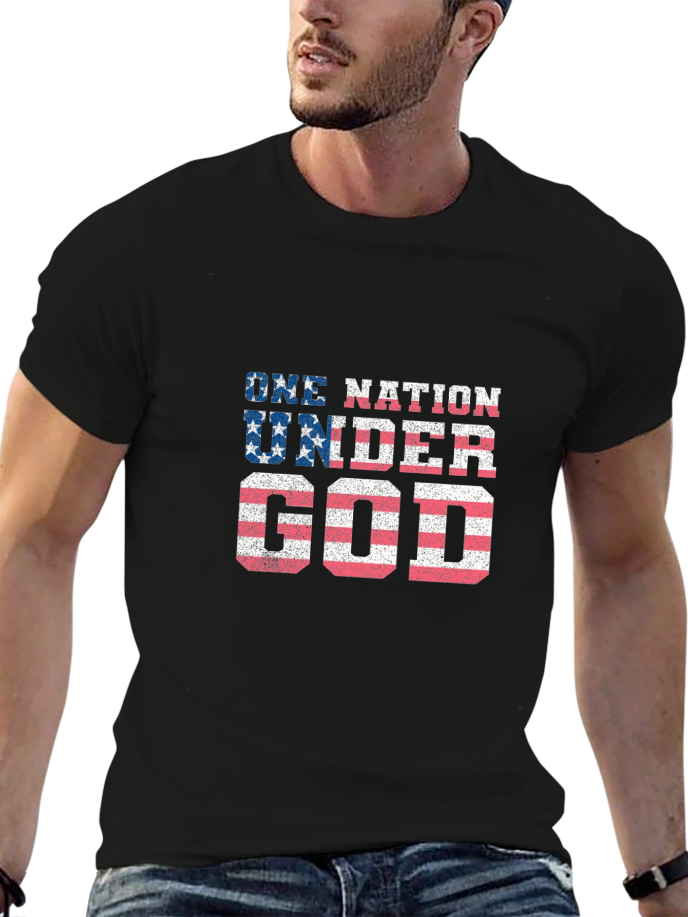 One Nation Under God Patriotic Graphic Tee