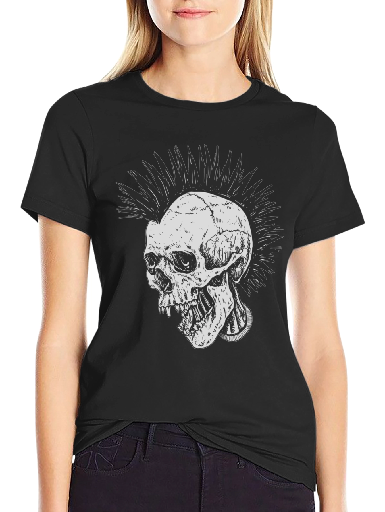 Punk Skull Graphic Tee - Black