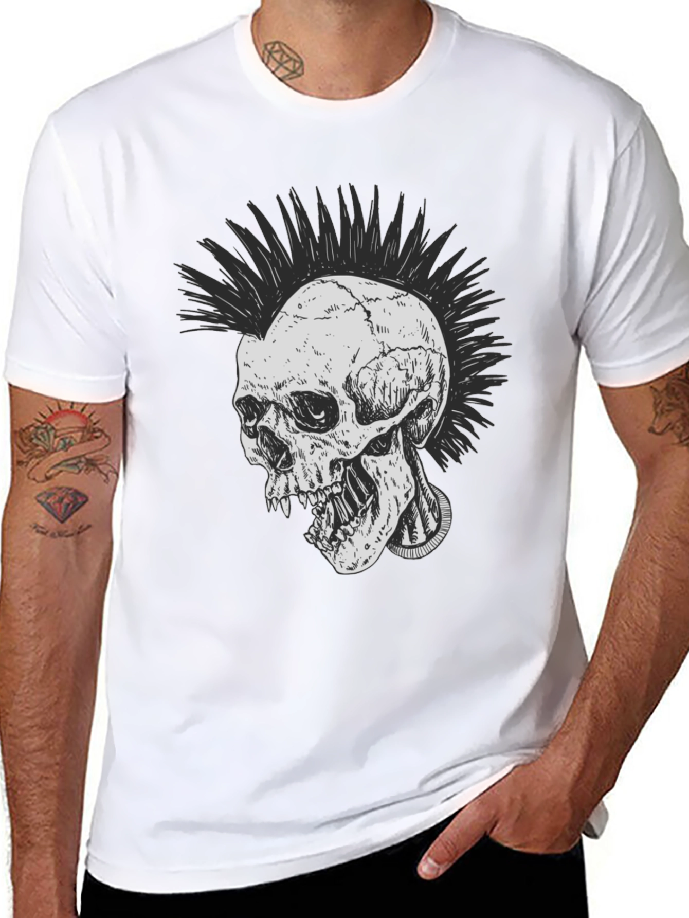 Punk Skull Graphic Tee - Black