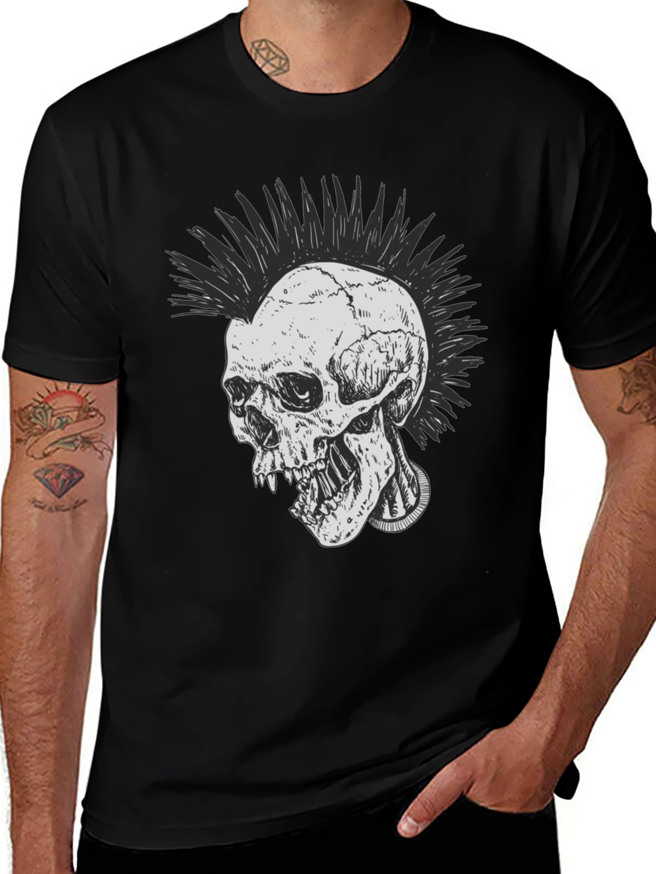Punk Skull Graphic Tee - Black