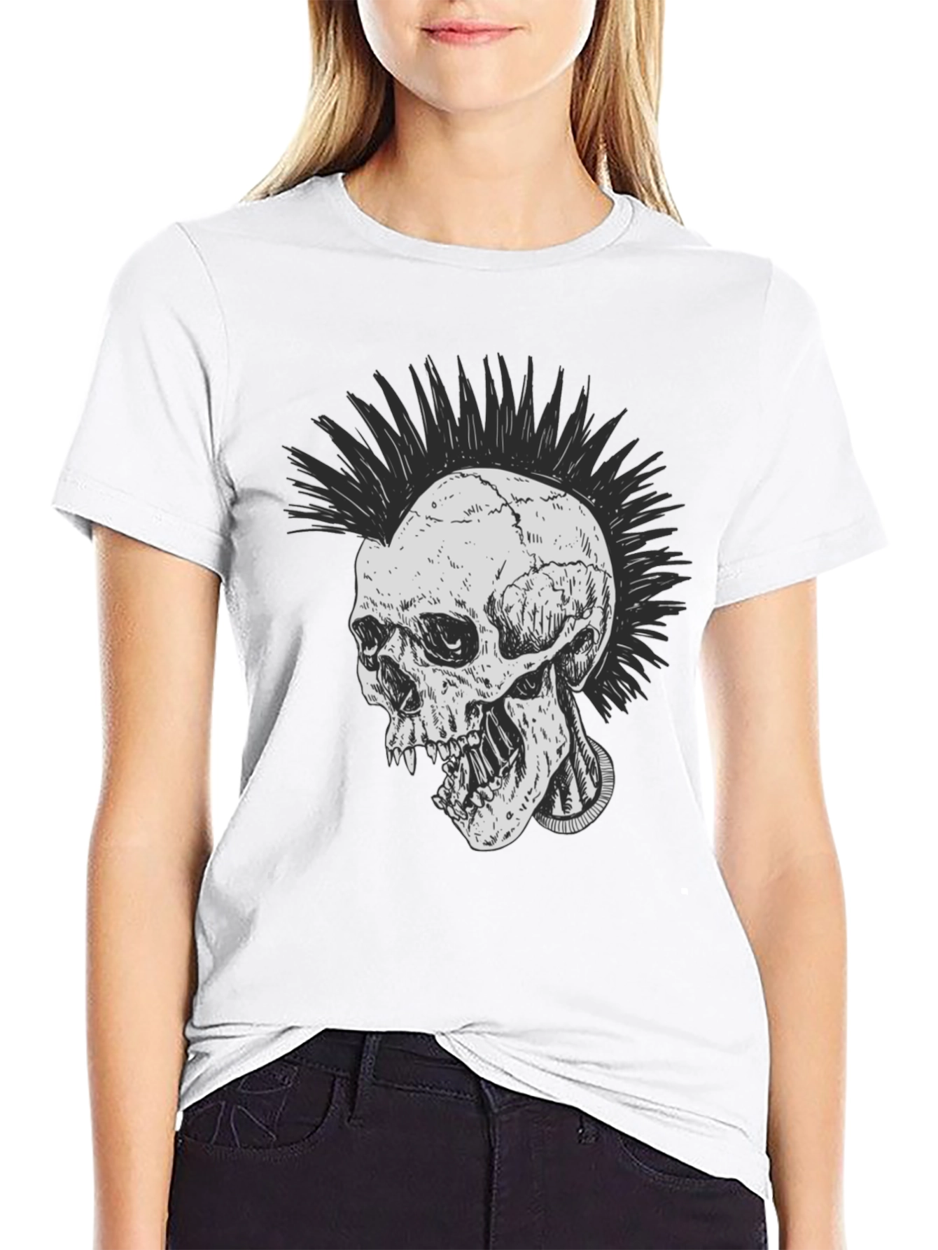 Punk Skull Graphic Tee - Black