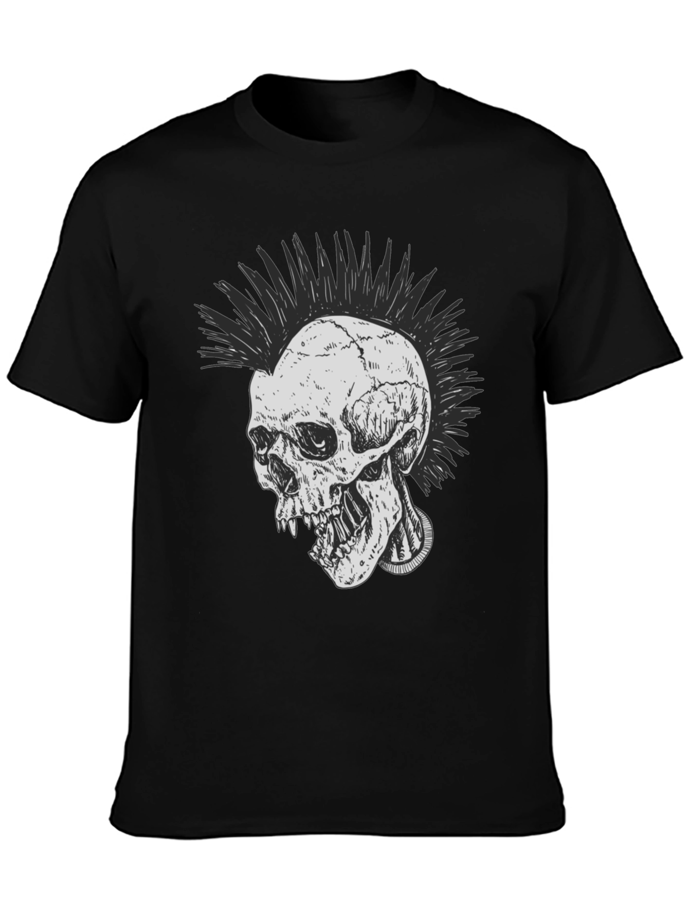 Punk Skull Graphic Tee - Black