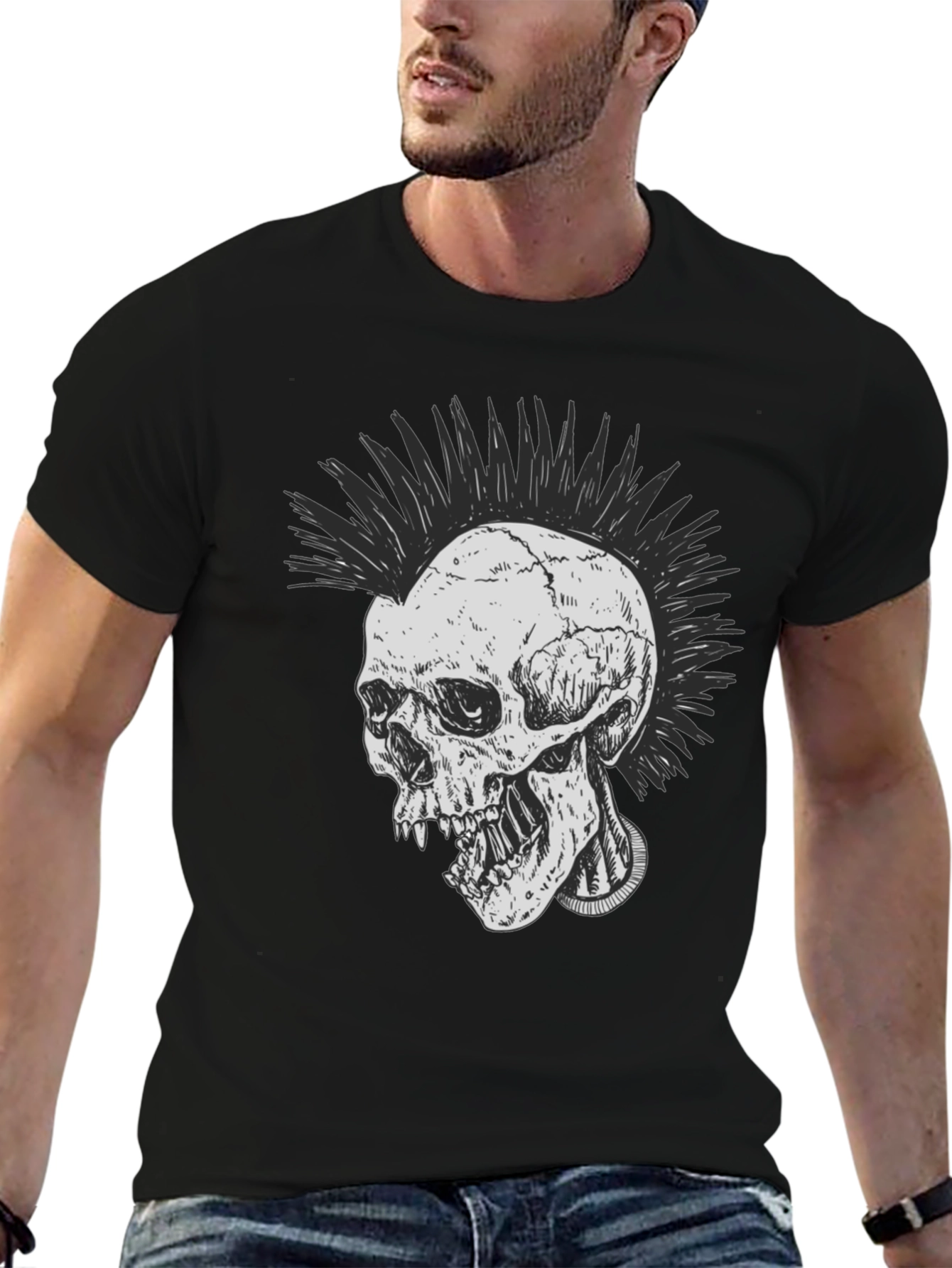 Punk Skull Graphic Tee - Black