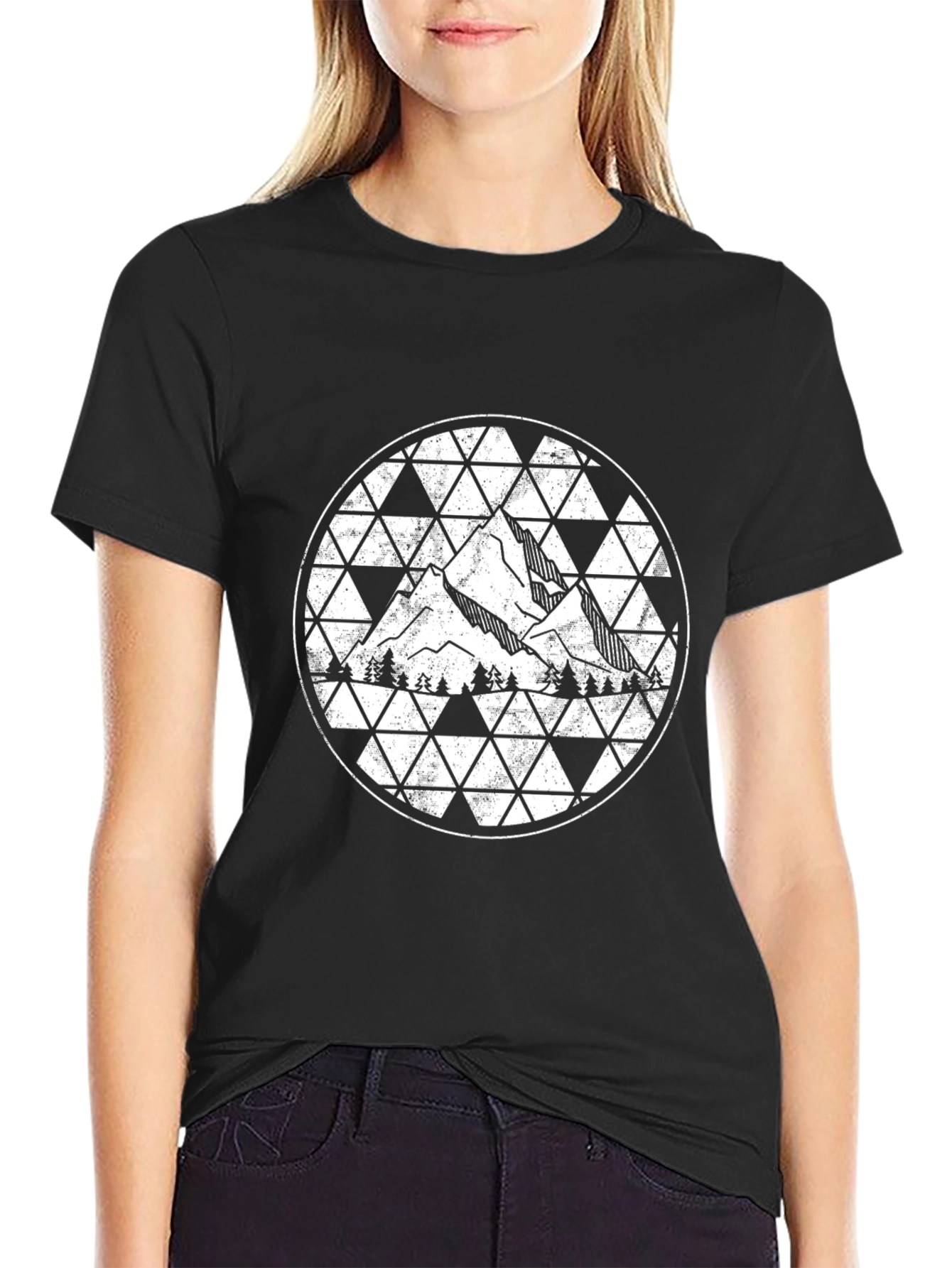 Mountain Graphic Print Mens Black T-Shirt
