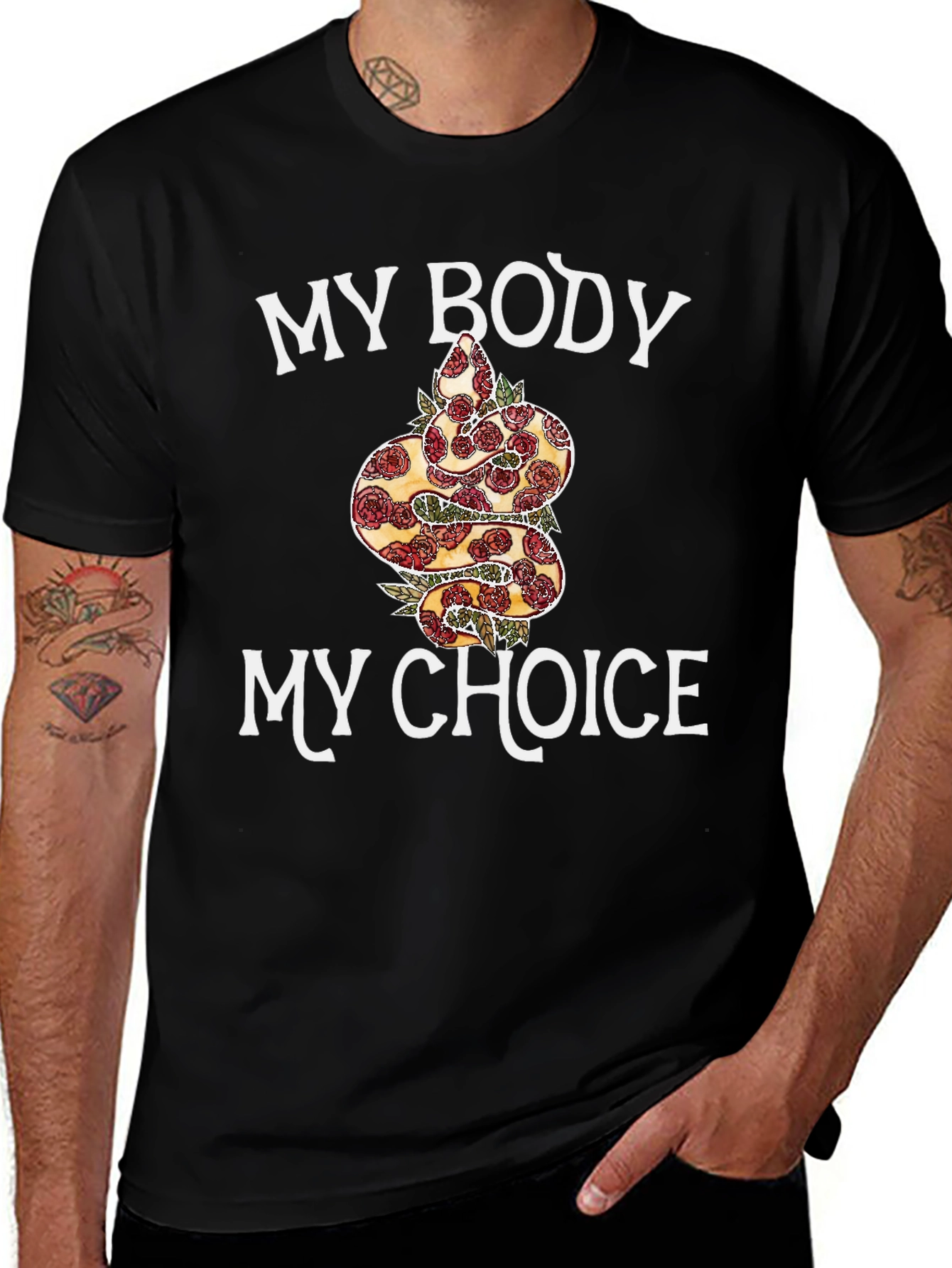 My Body My Choice Snake & Rose T-Shirt