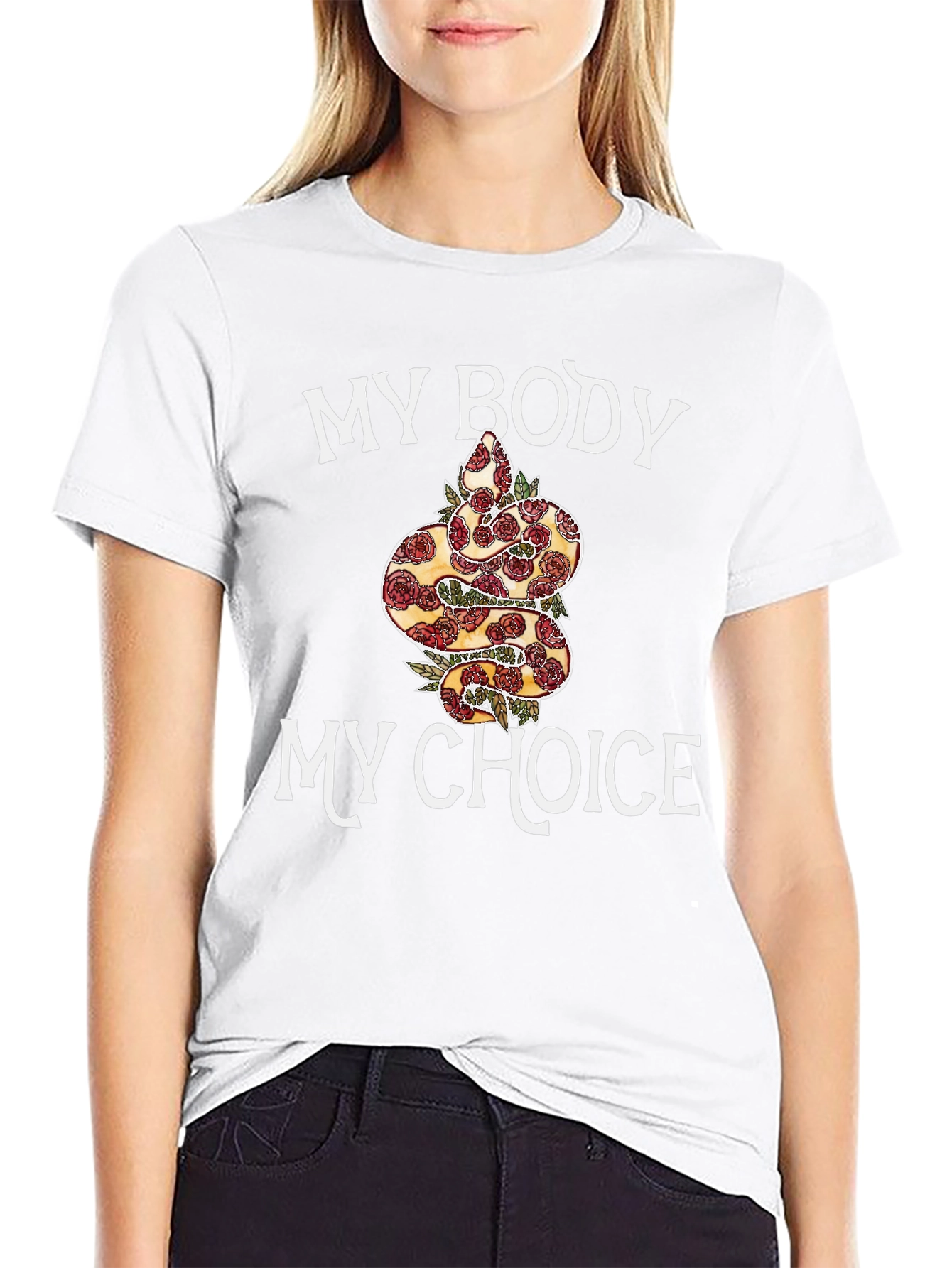 My Body My Choice Snake & Rose T-Shirt