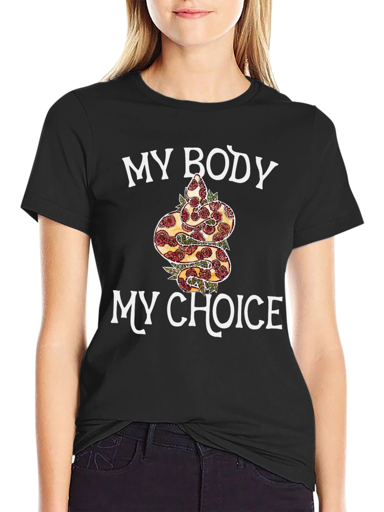My Body My Choice Snake & Rose T-Shirt