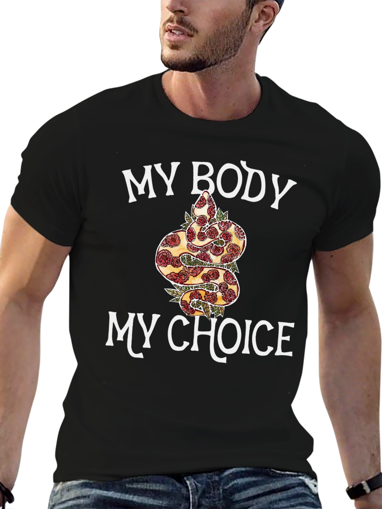 My Body My Choice Snake & Rose T-Shirt