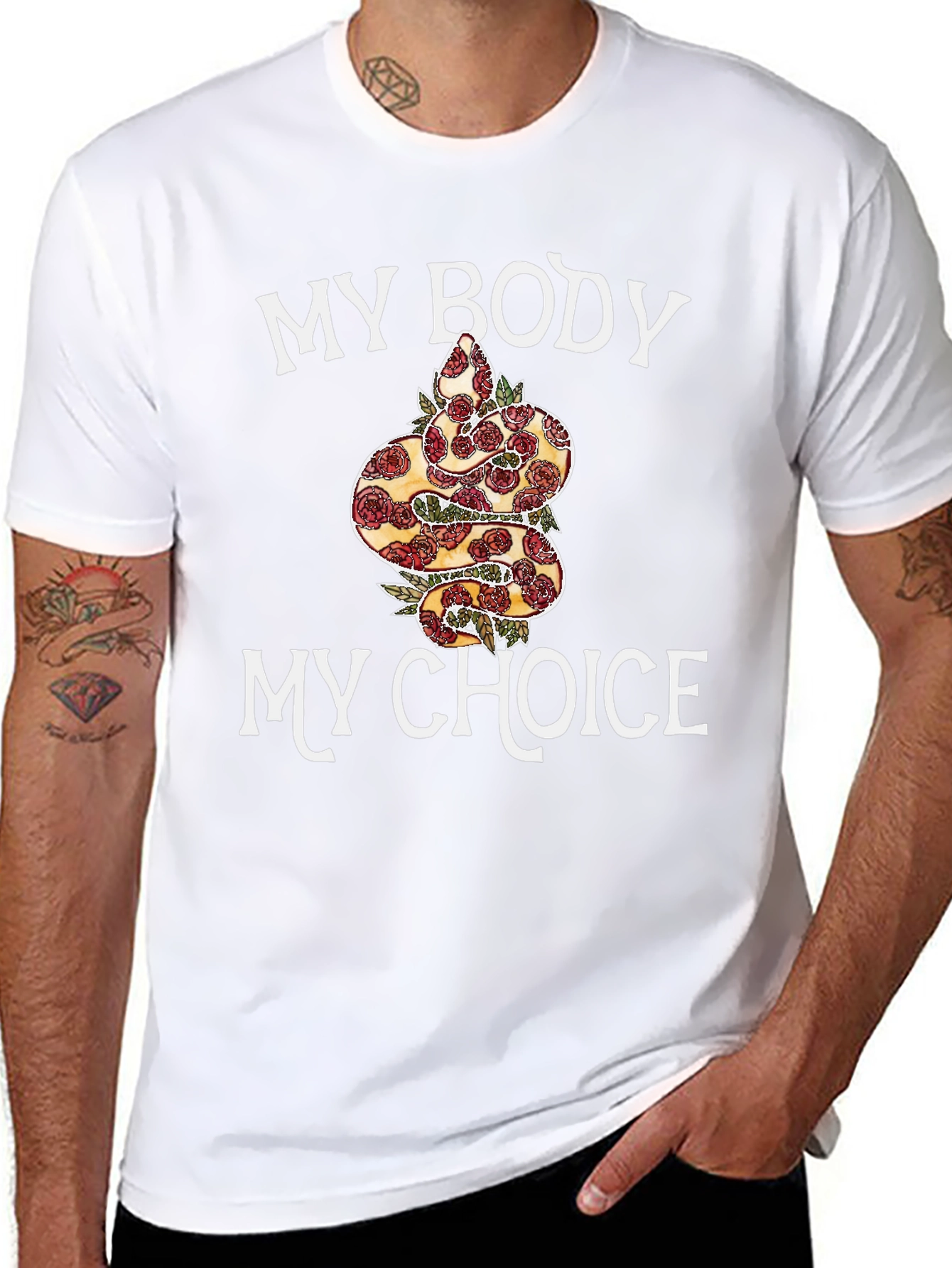 My Body My Choice Snake & Rose T-Shirt