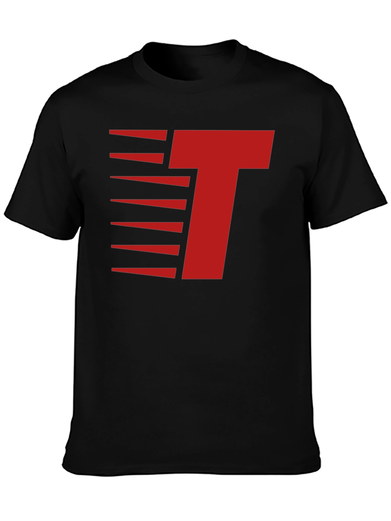 Modern Letter T Graphic Tee - Red on Black