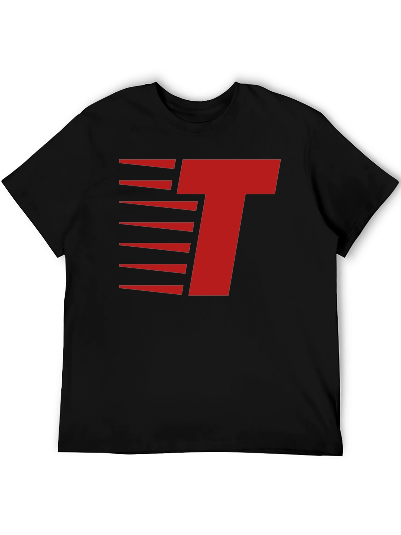 Modern Letter T Graphic Tee - Red on Black