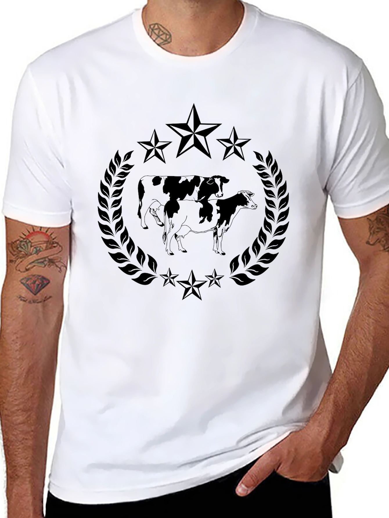 Cow Stars Black Graphic Tee