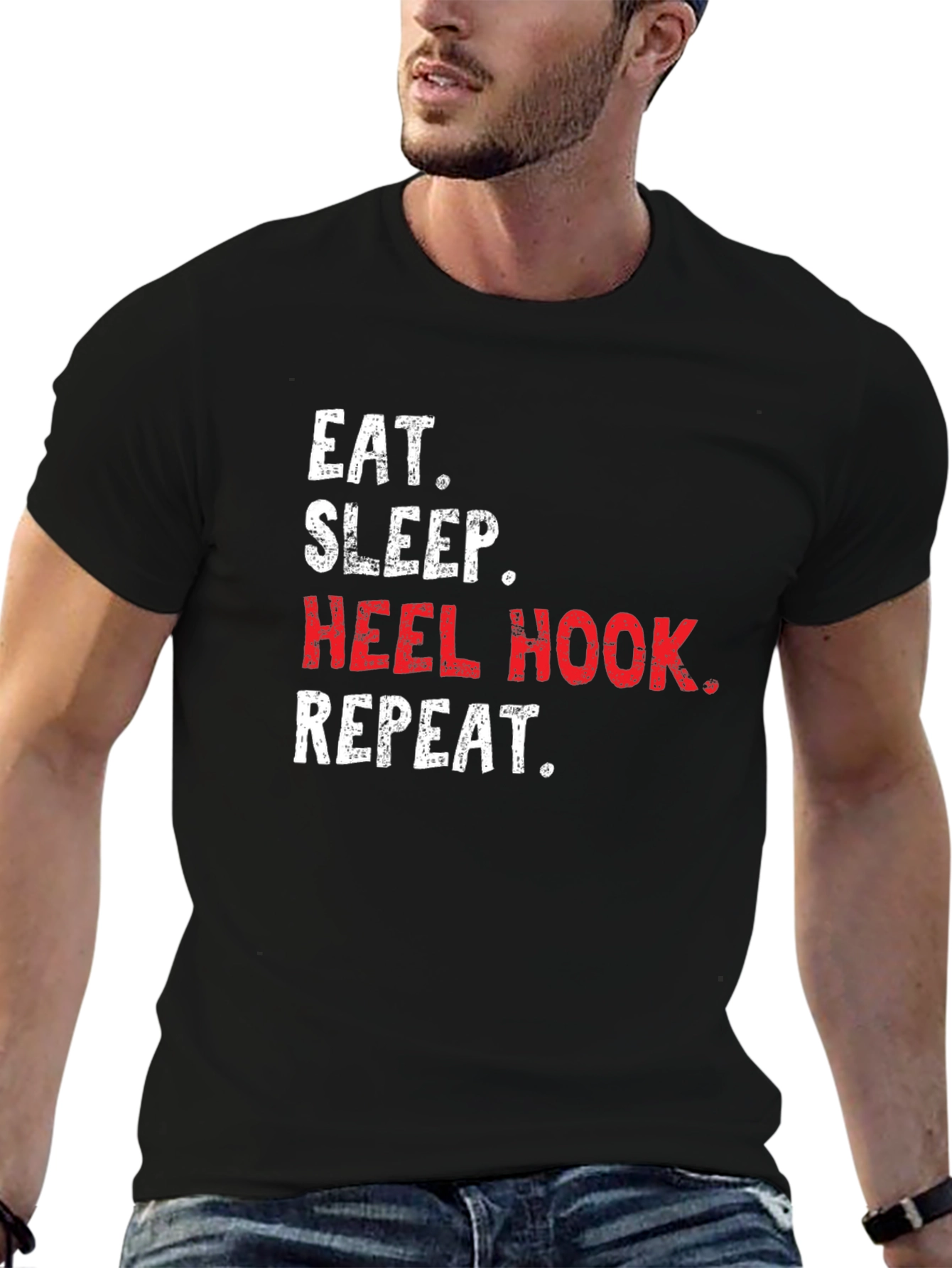 Eat Sleep Heel Hook Repeat Black T-Shirt