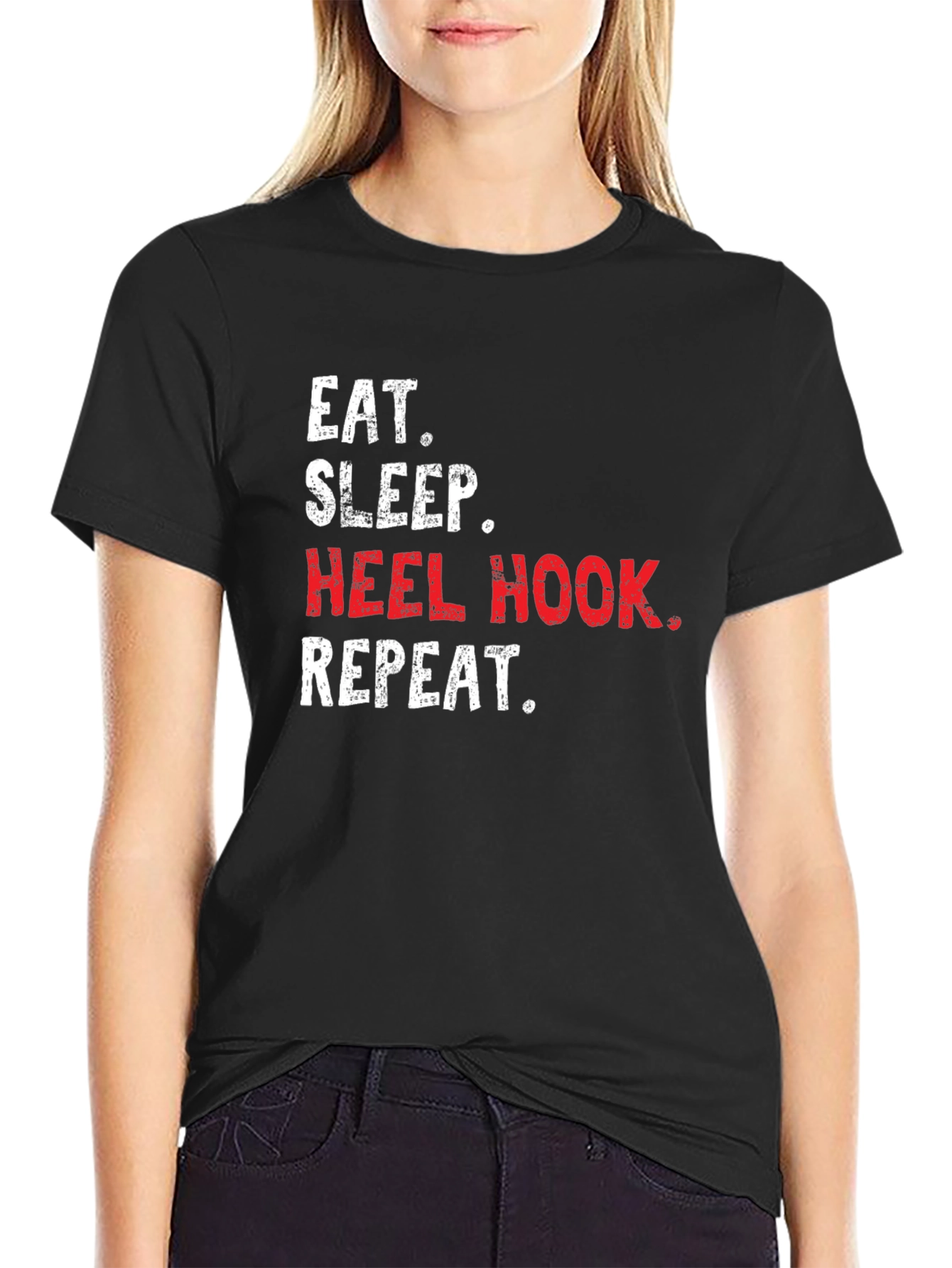 Eat Sleep Heel Hook Repeat Black T-Shirt