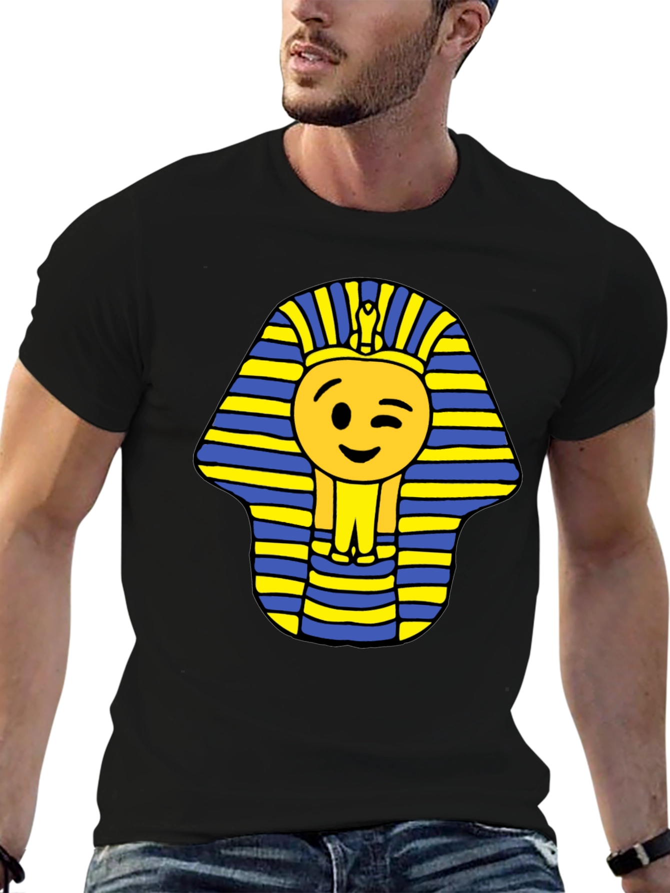 Emoji Pharaoh Black T-Shirt - Ancient Fun!