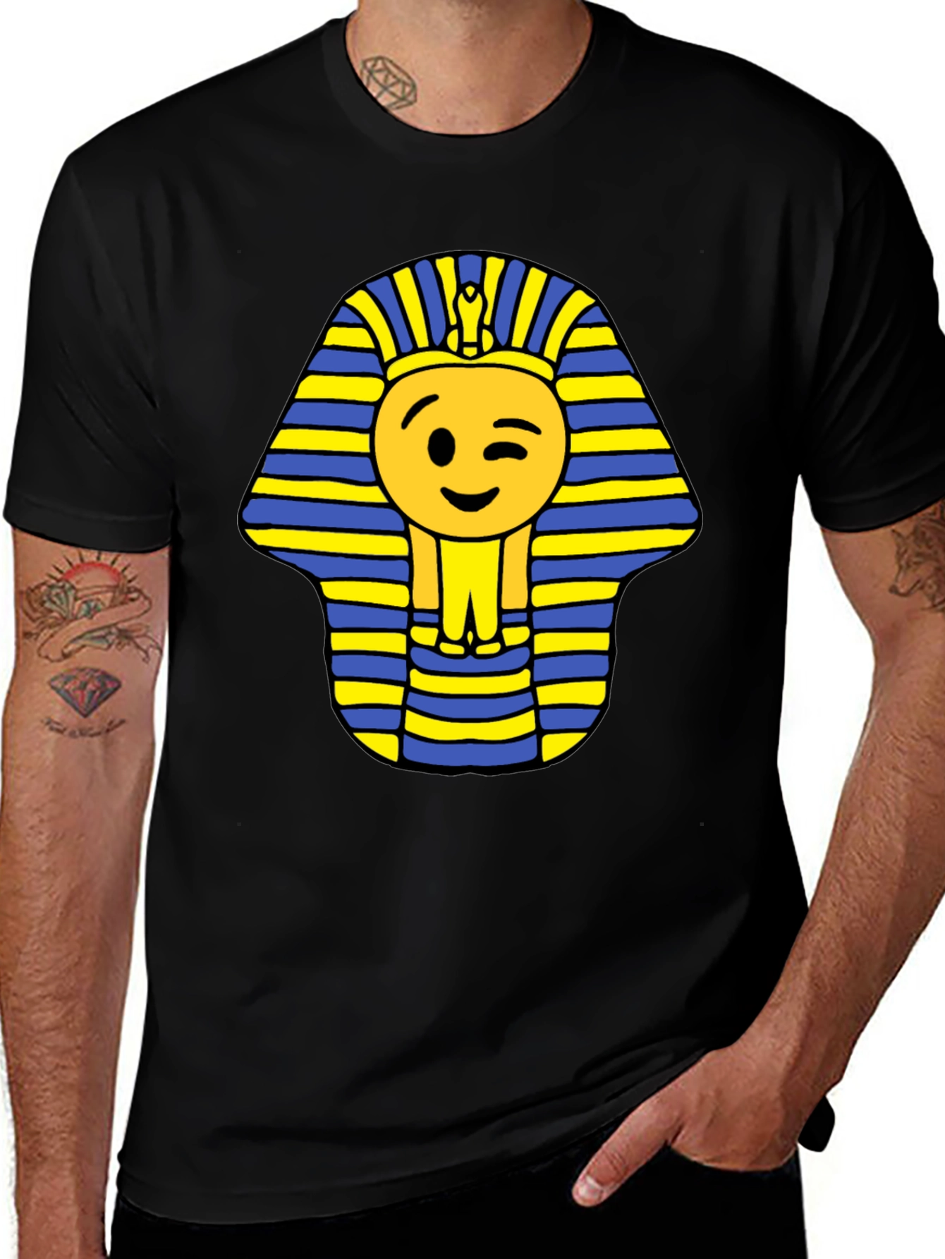 Emoji Pharaoh Black T-Shirt - Ancient Fun!
