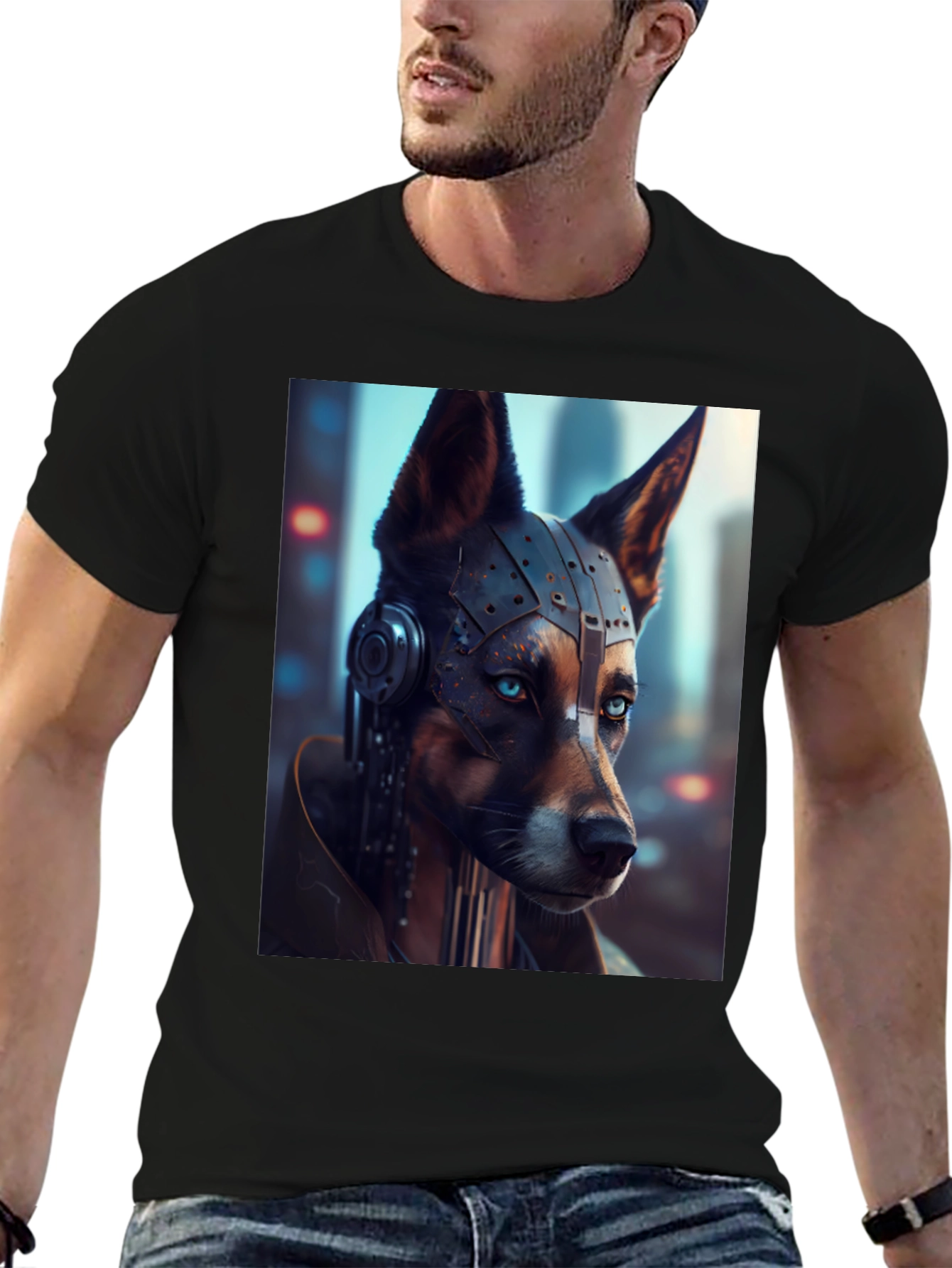 Cyberpunk Dog Graphic T-Shirt