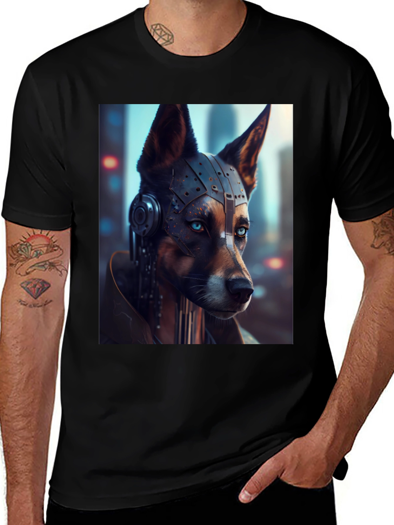 Cyberpunk Dog Graphic T-Shirt