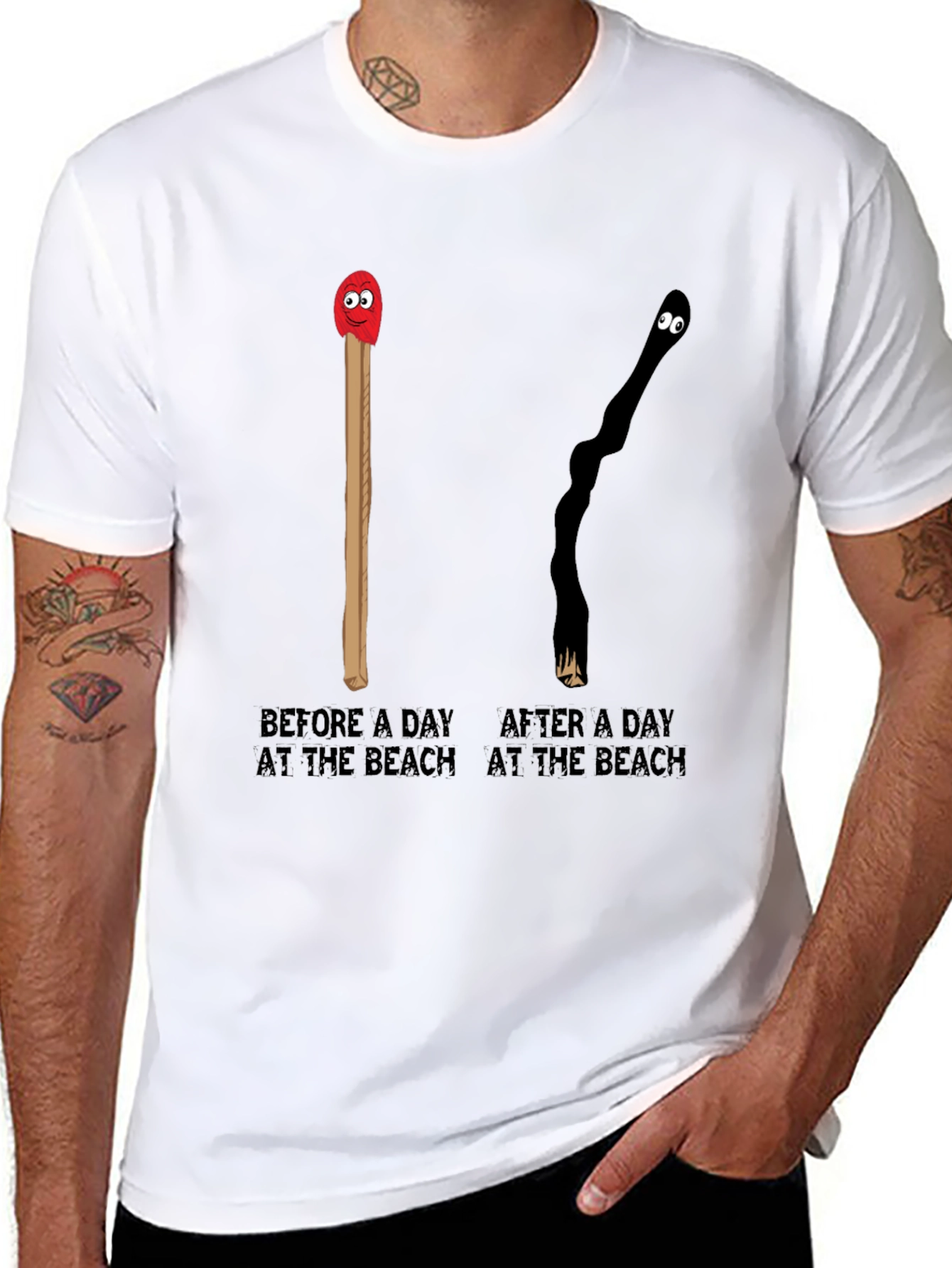 Before & After Beach Day Funny T-Shirt