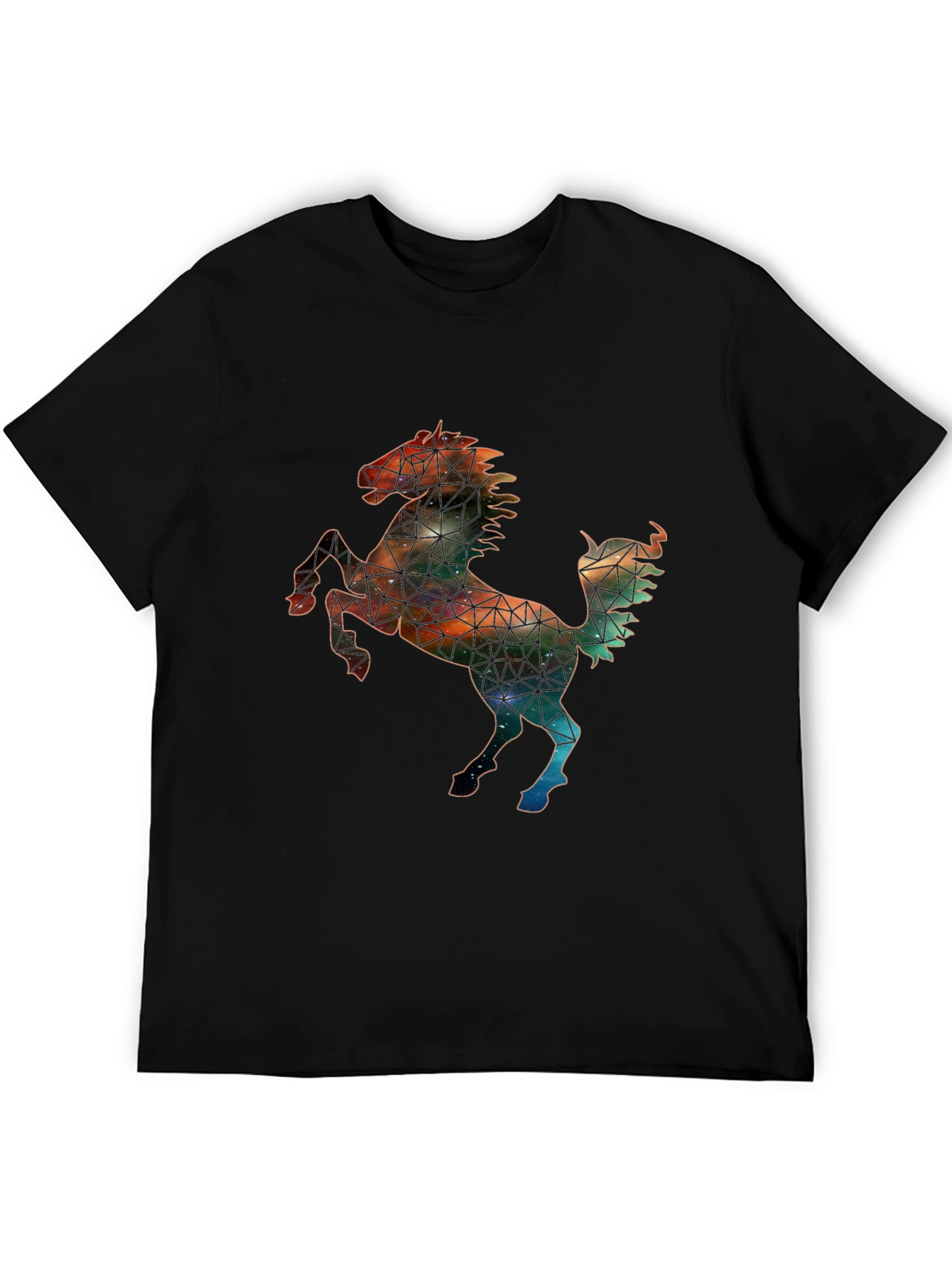 Galaxy Horse Graphic Tee - Black Cotton Blend