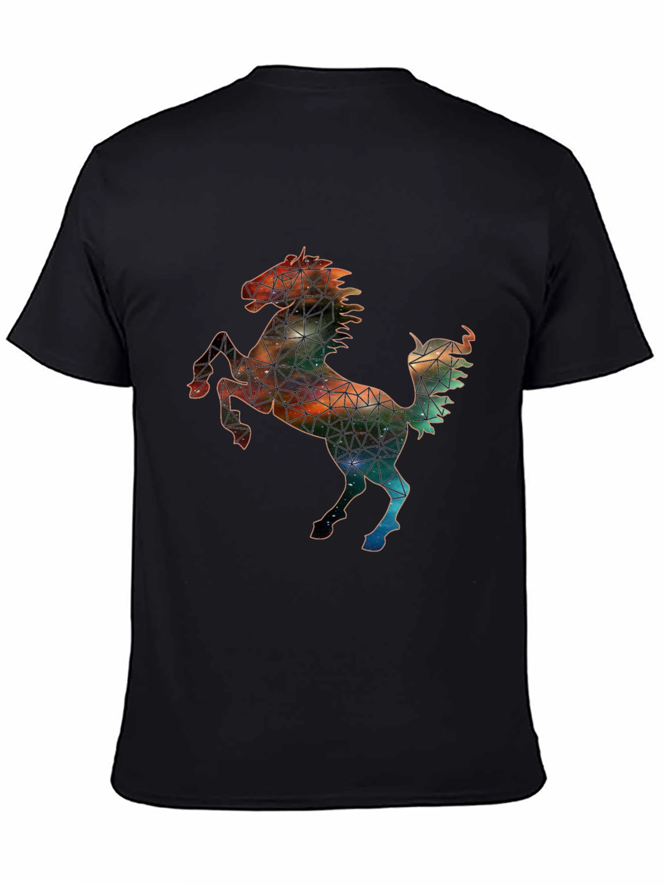 Galaxy Horse Graphic Tee - Black Cotton Blend