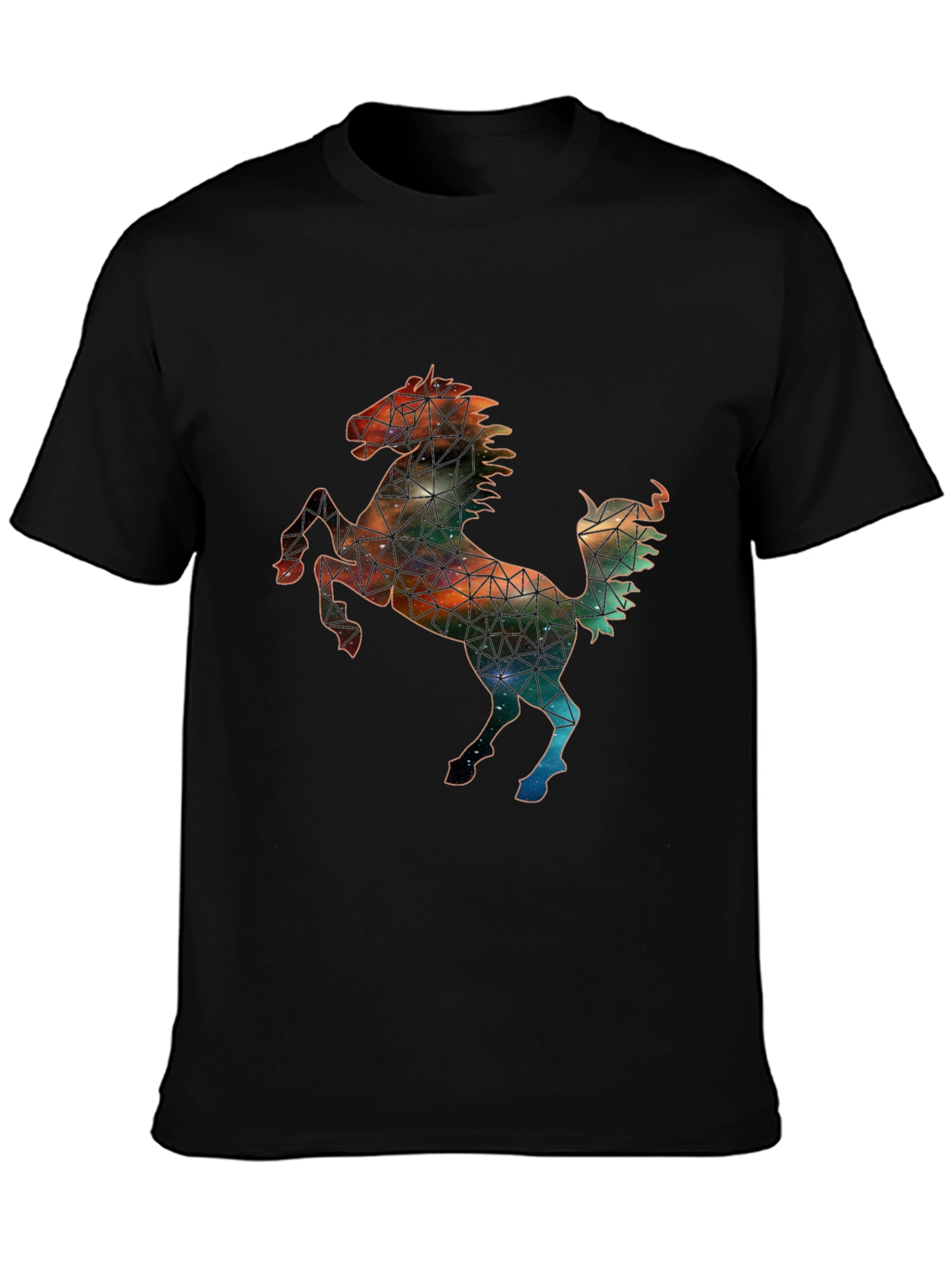 Galaxy Horse Graphic Tee - Black Cotton Blend