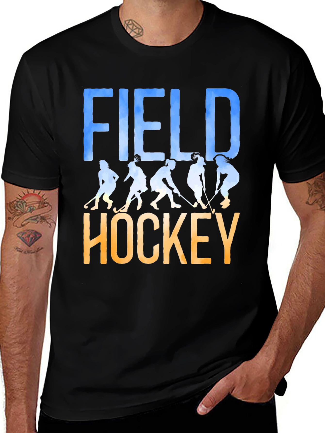 Field Hockey Silhouette Graphic T-Shirt