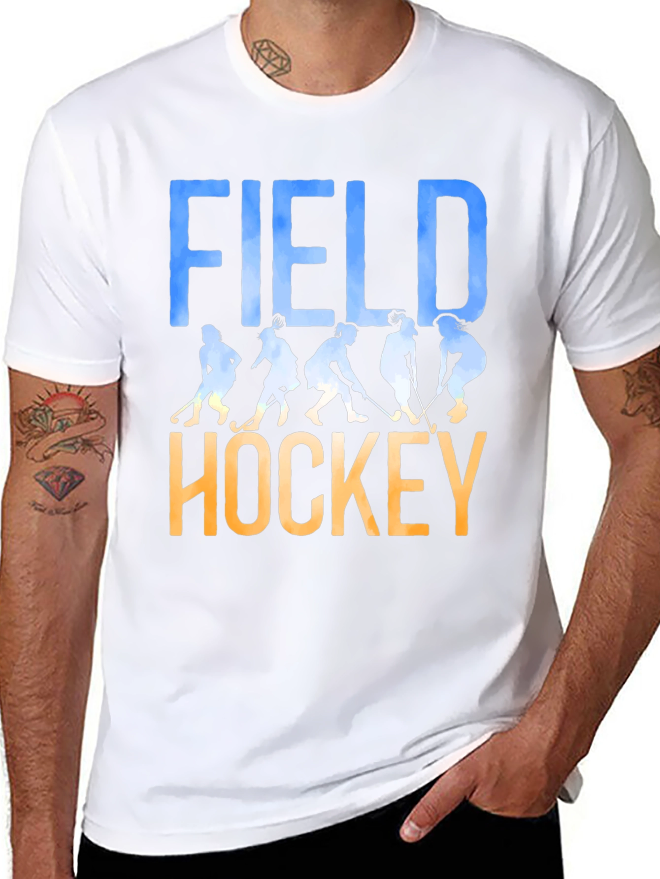 Field Hockey Silhouette Graphic T-Shirt