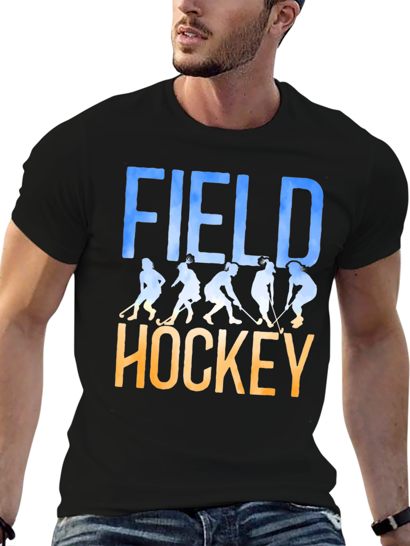 Field Hockey Silhouette Graphic T-Shirt