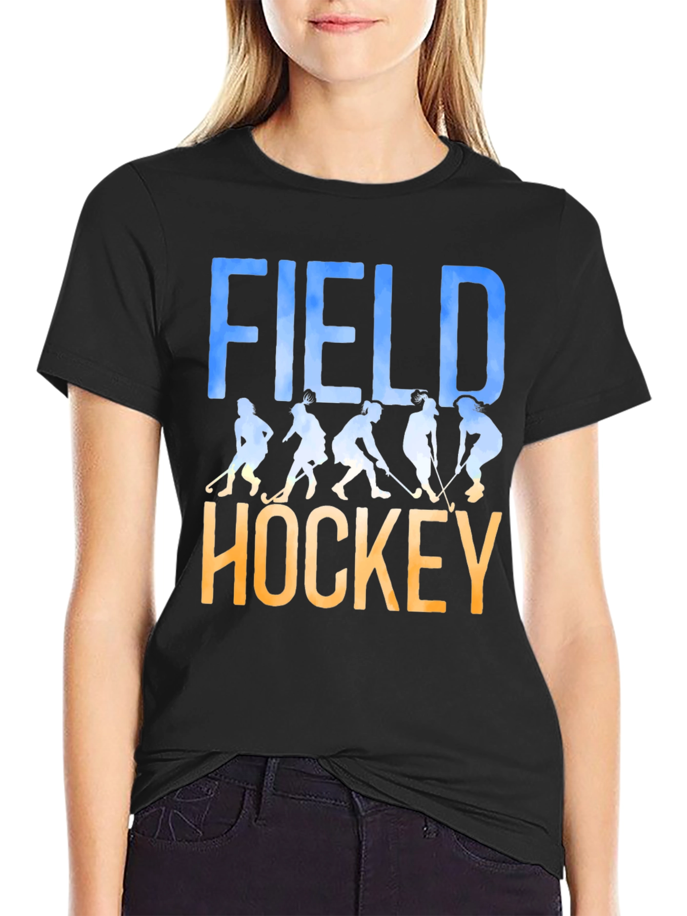 Field Hockey Silhouette Graphic T-Shirt