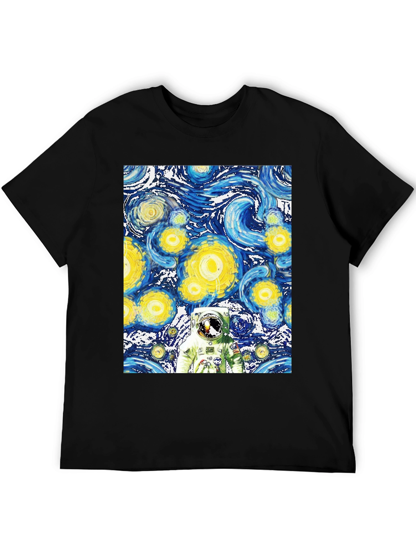 Starry Night Astronaut Black T-Shirt
