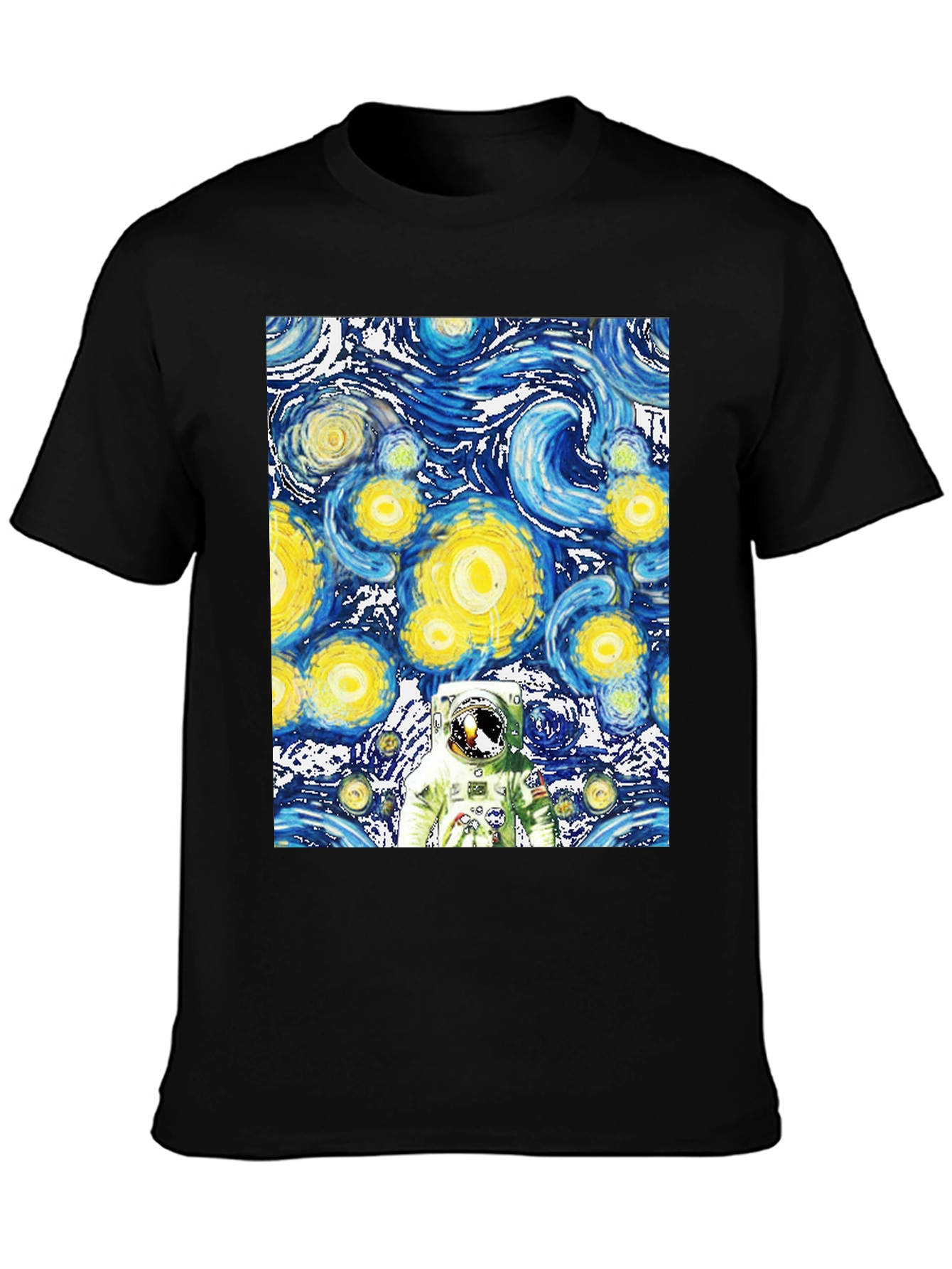 Starry Night Astronaut Black T-Shirt