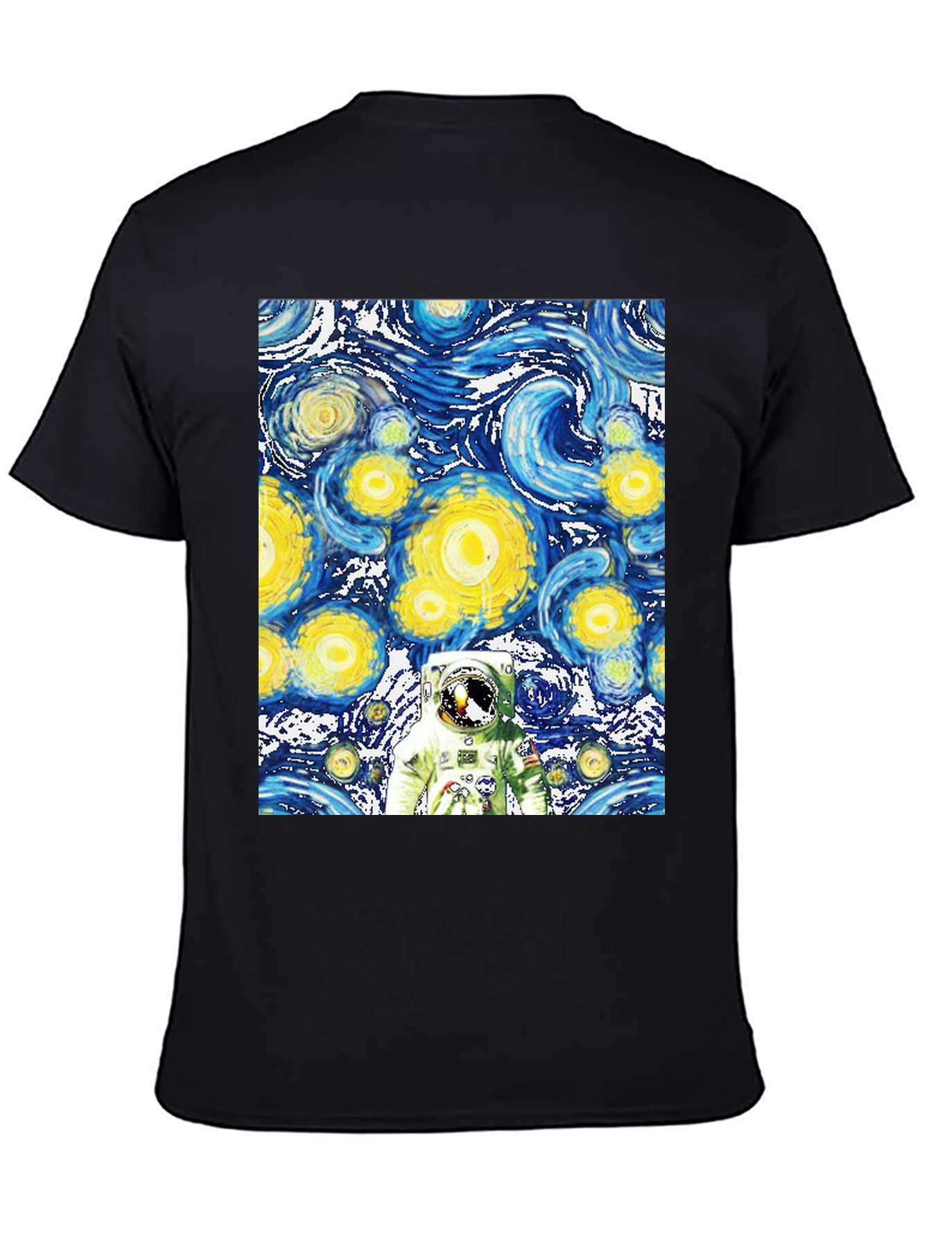 Starry Night Astronaut Black T-Shirt