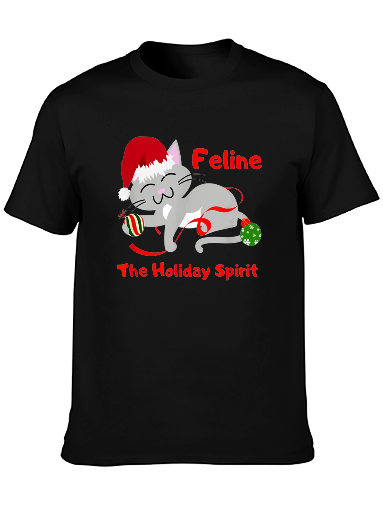 Feline Holiday Spirit Christmas T-Shirt
