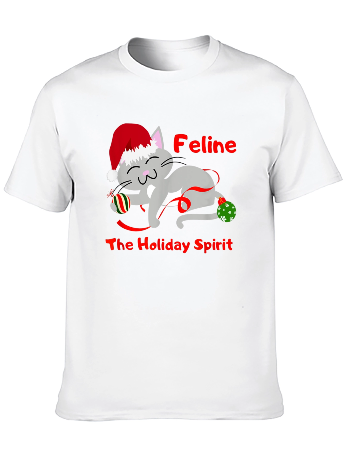 Feline Holiday Spirit Christmas T-Shirt