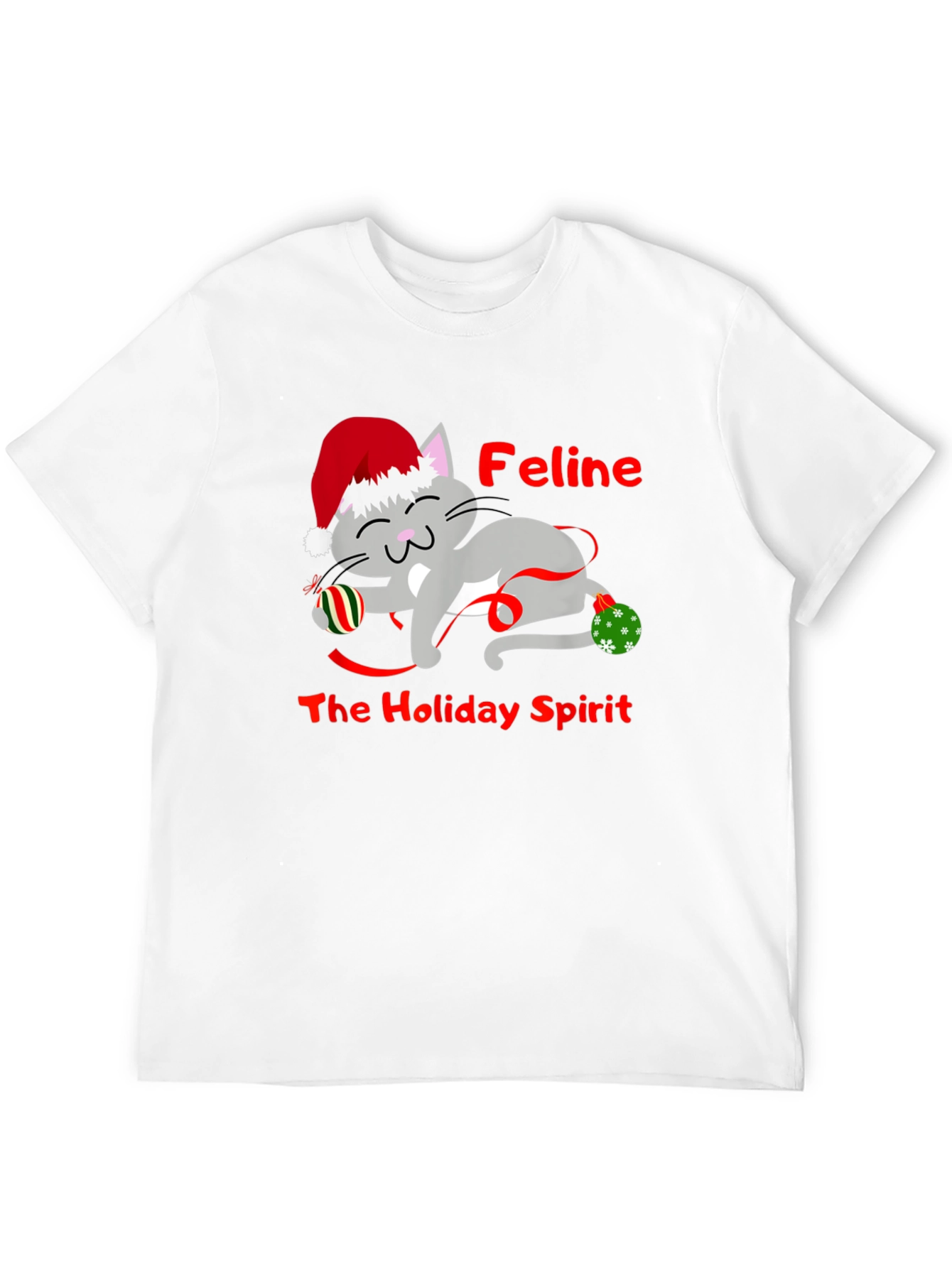 Feline Holiday Spirit Christmas T-Shirt