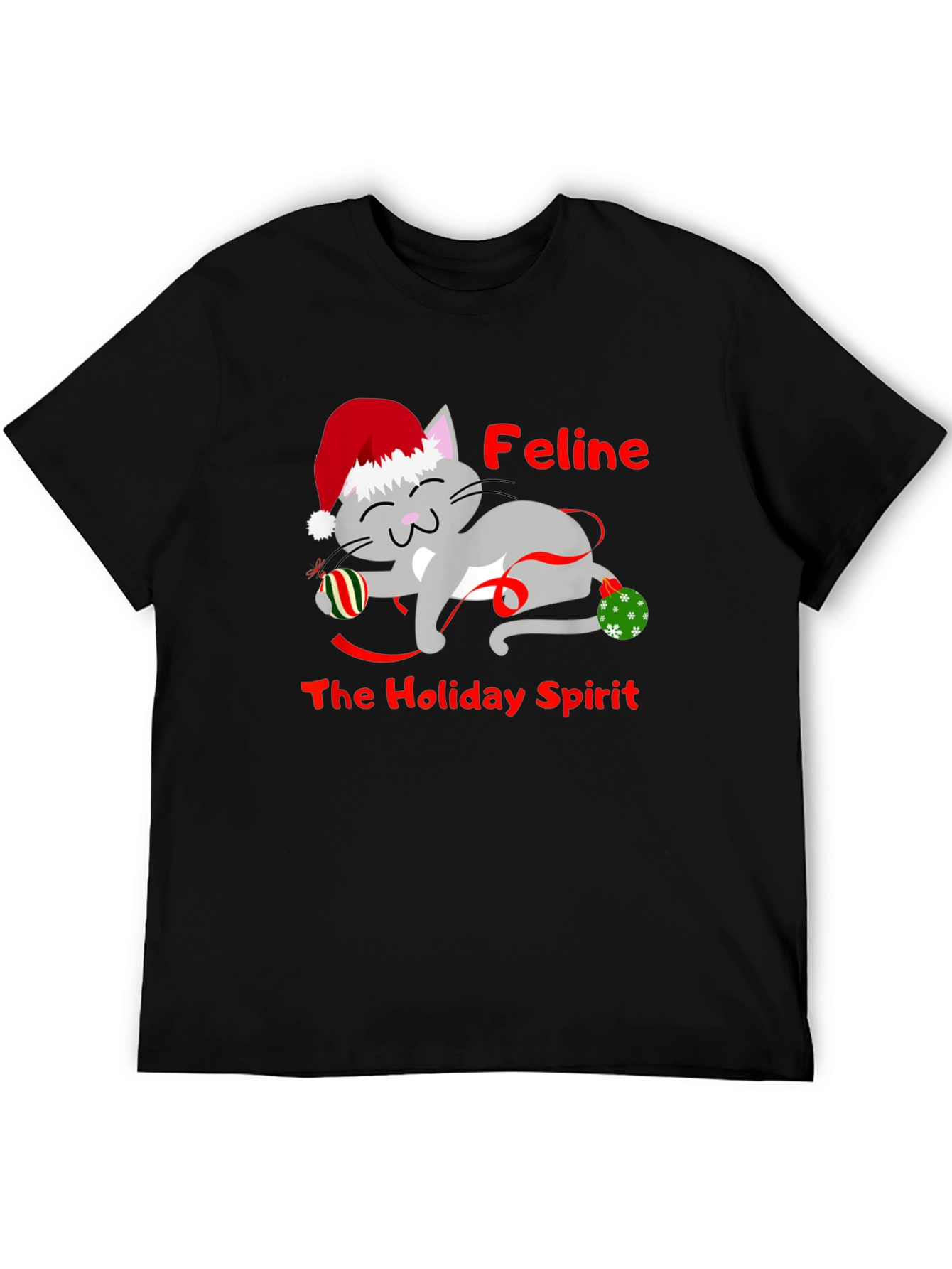 Feline Holiday Spirit Christmas T-Shirt