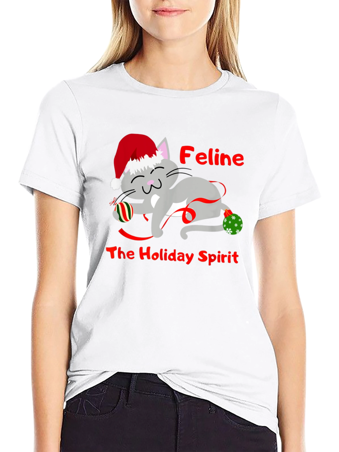 Feline Holiday Spirit Christmas T-Shirt