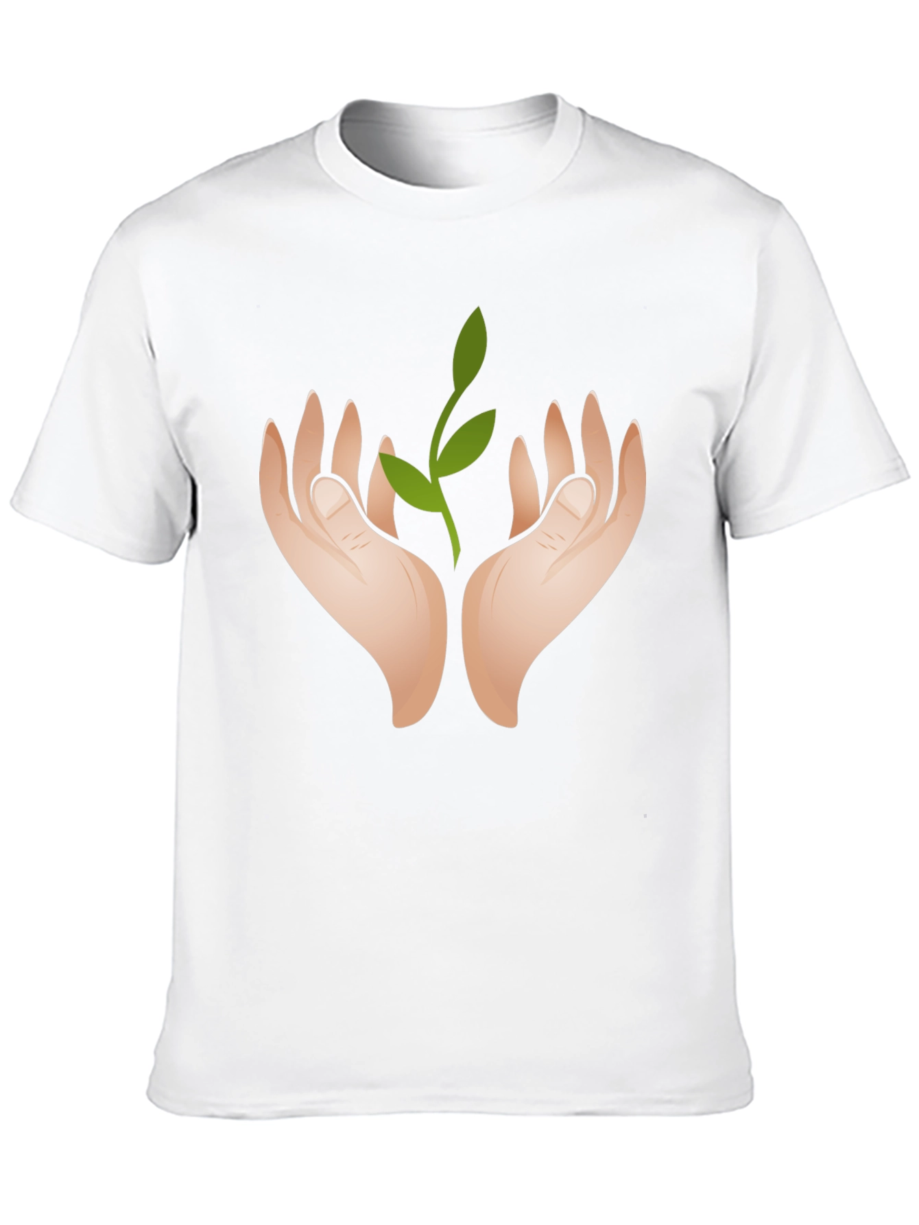 Hands Holding Sprout Graphic Black T-Shirt