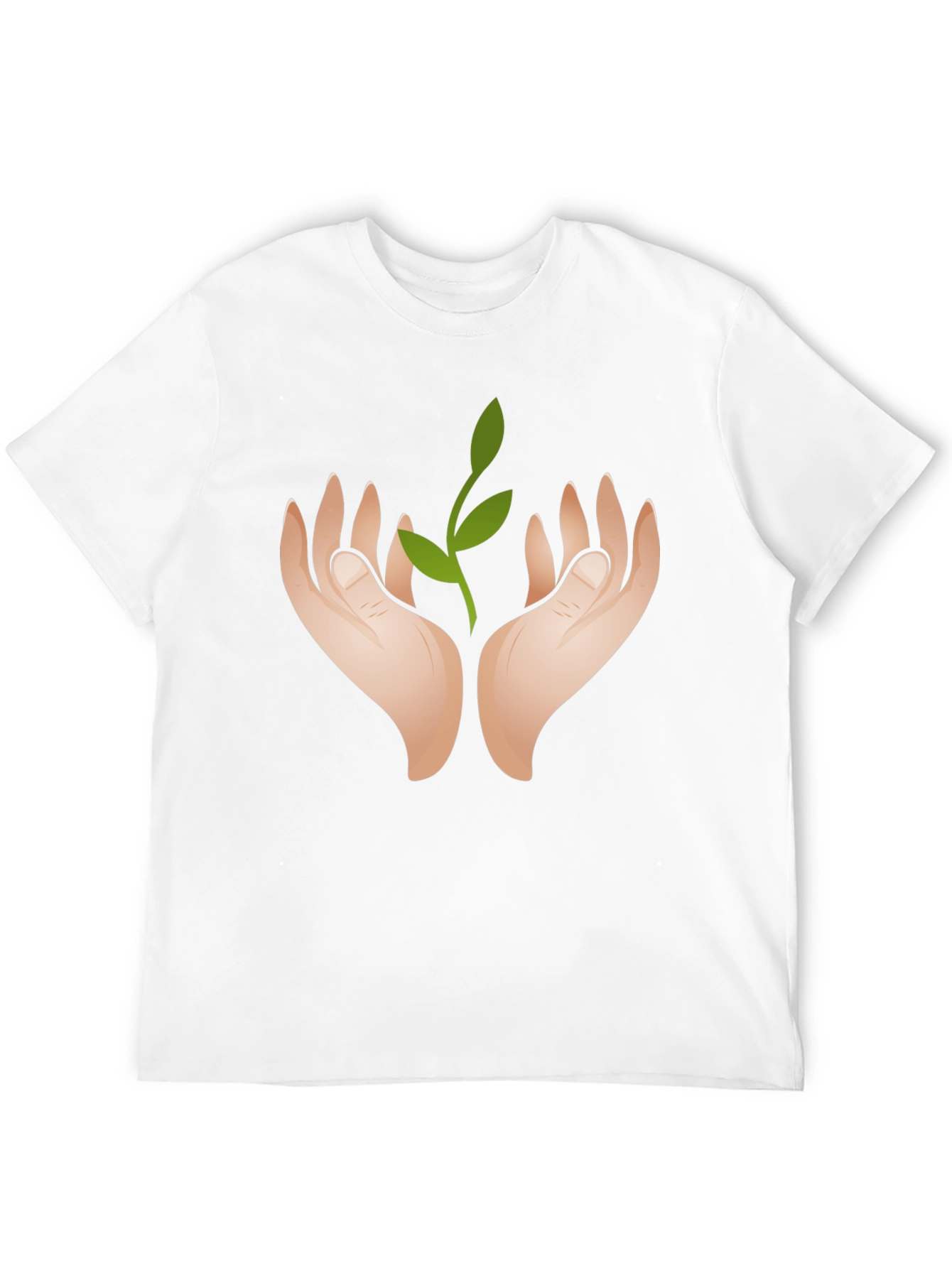 Hands Holding Sprout Graphic Black T-Shirt