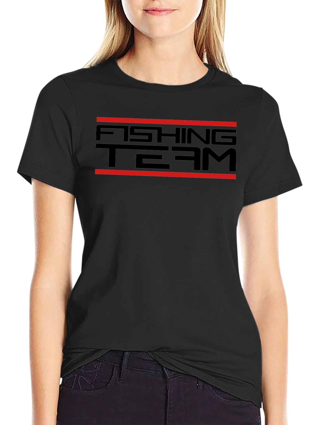 Fishing Team Graphic T-Shirt - Black