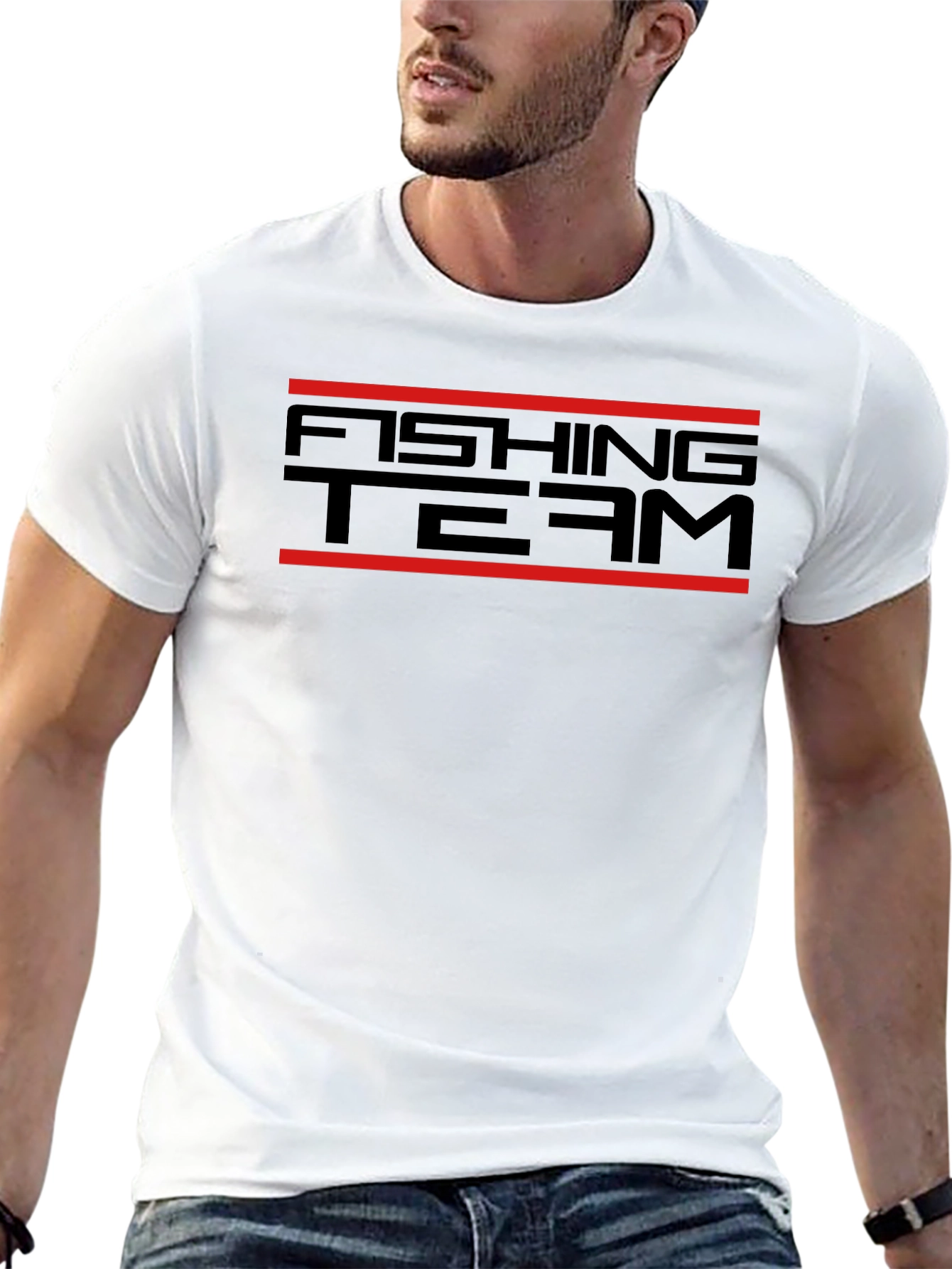 Fishing Team Graphic T-Shirt - Black