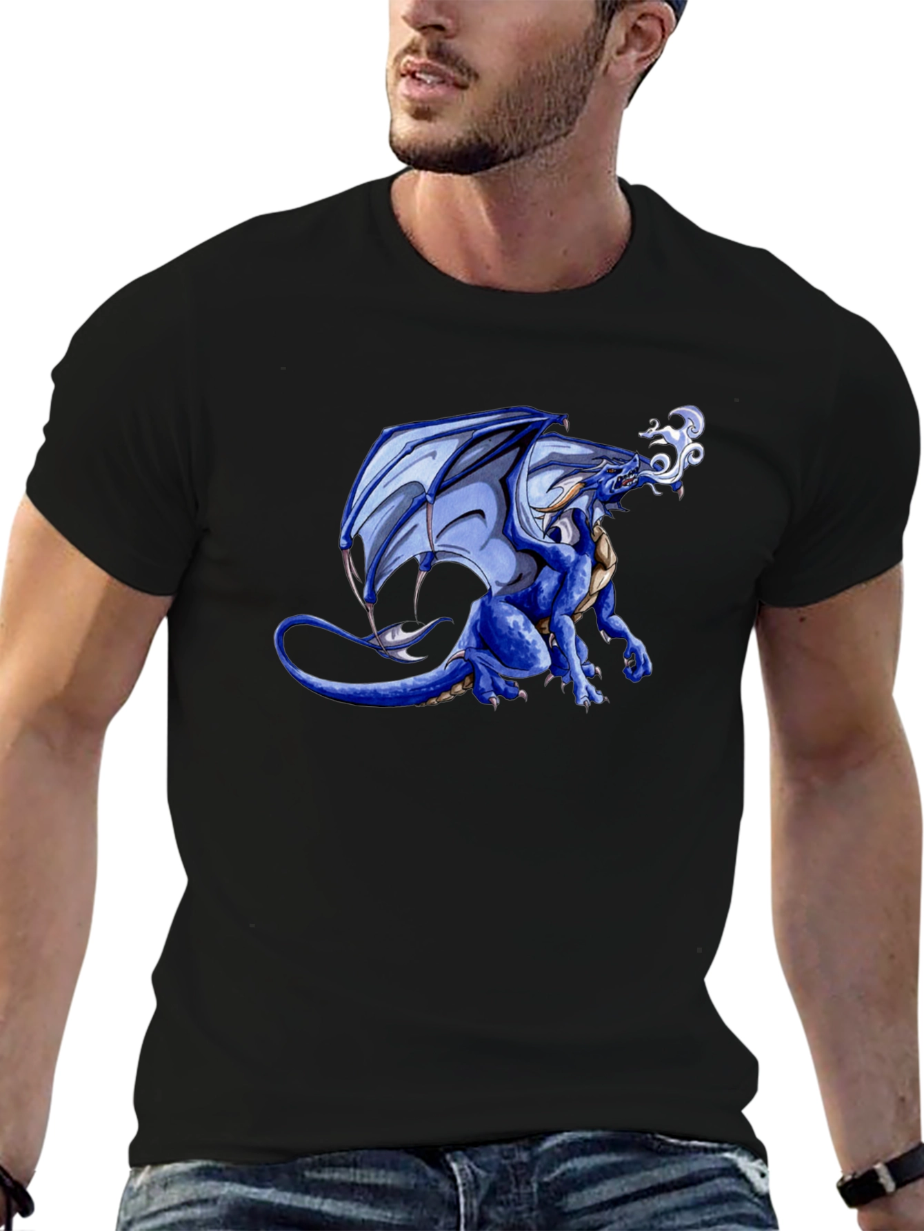 Blue Dragon Graphic Tee - Fantasy Style
